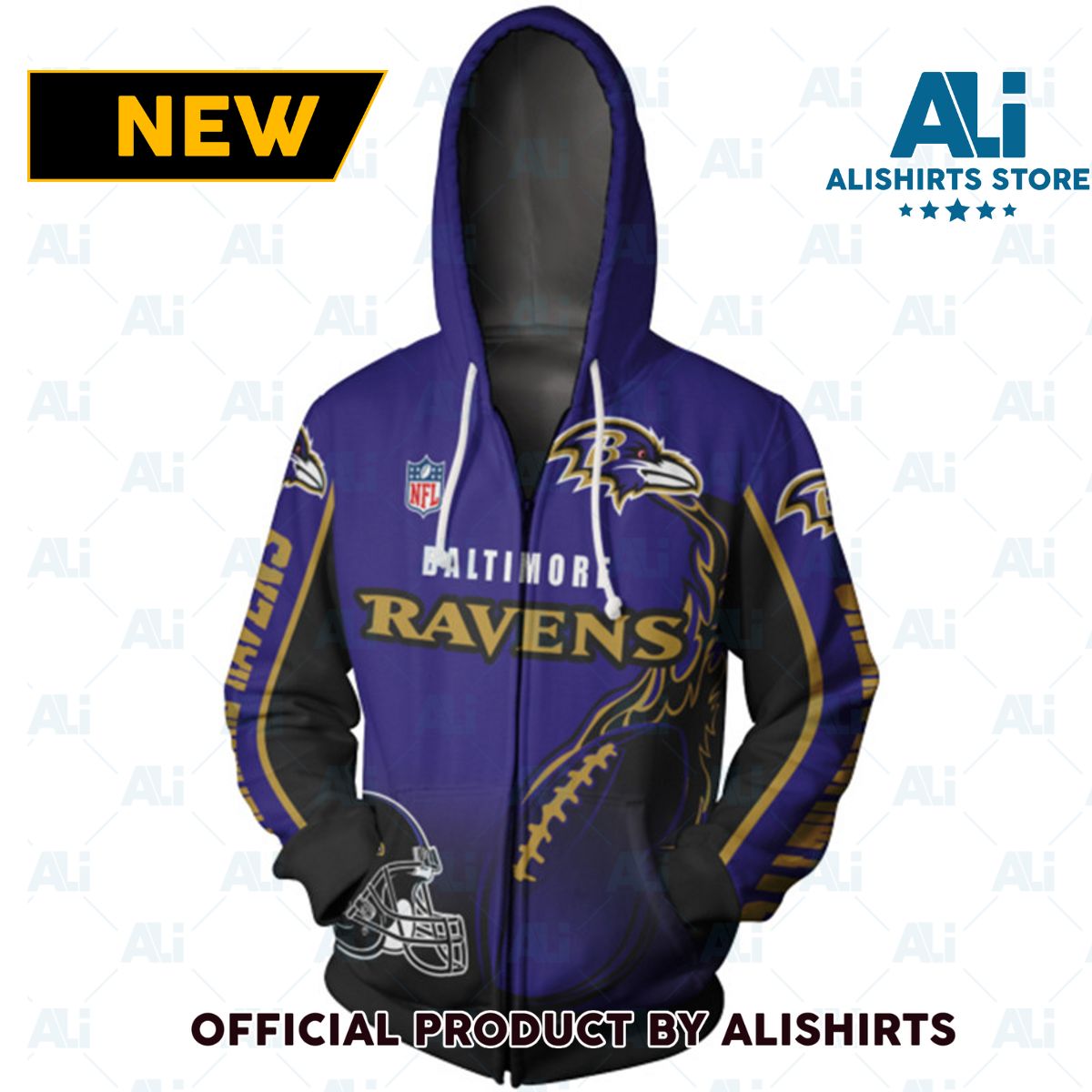 NFL Baltimore Ravens Fire Football Hoodie