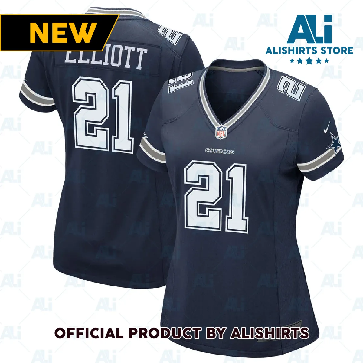 Dallas Cowboys Ezekiel Elliott Game Team Jersey Navy