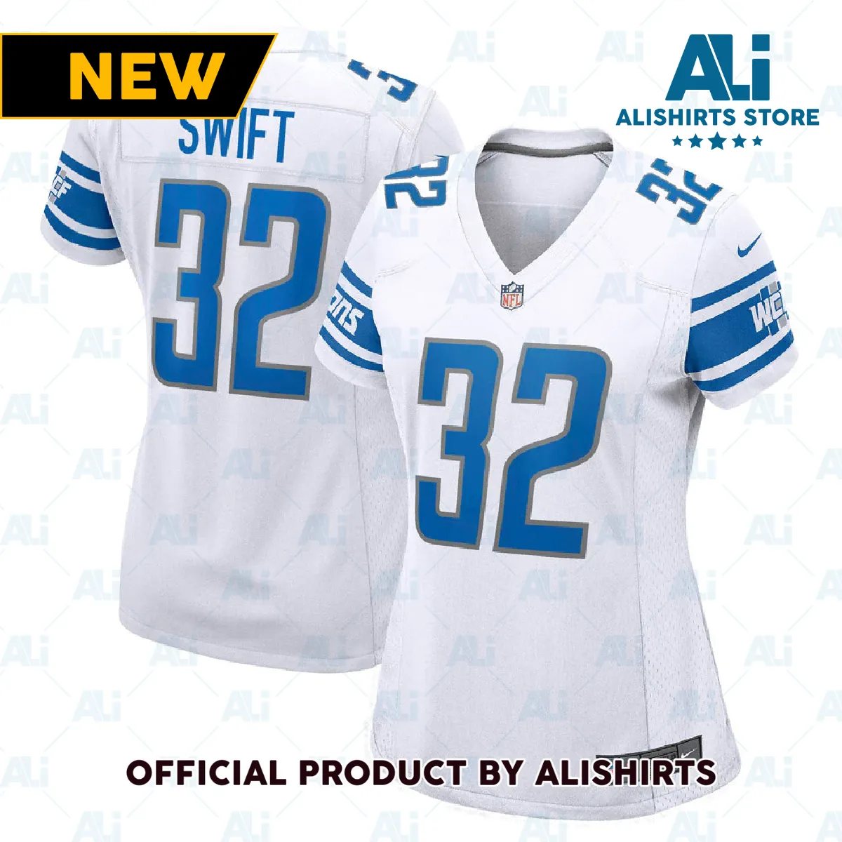 Detroit Lions D'Andre Swift Game Jersey White