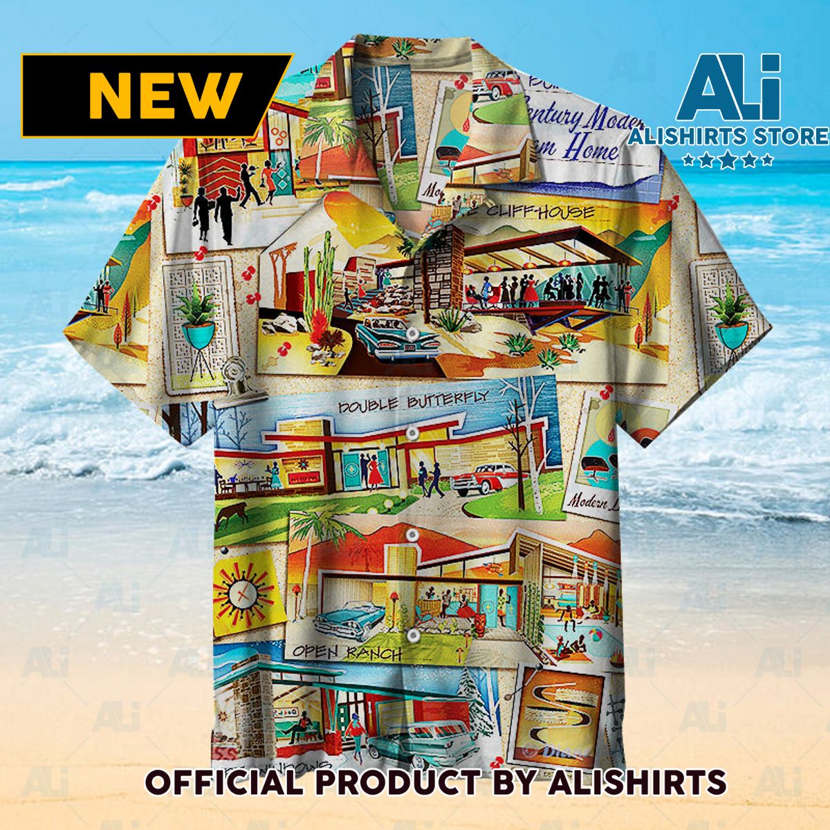 Mid-Century Modern Dream Home Unisex Hawaiian Shirt