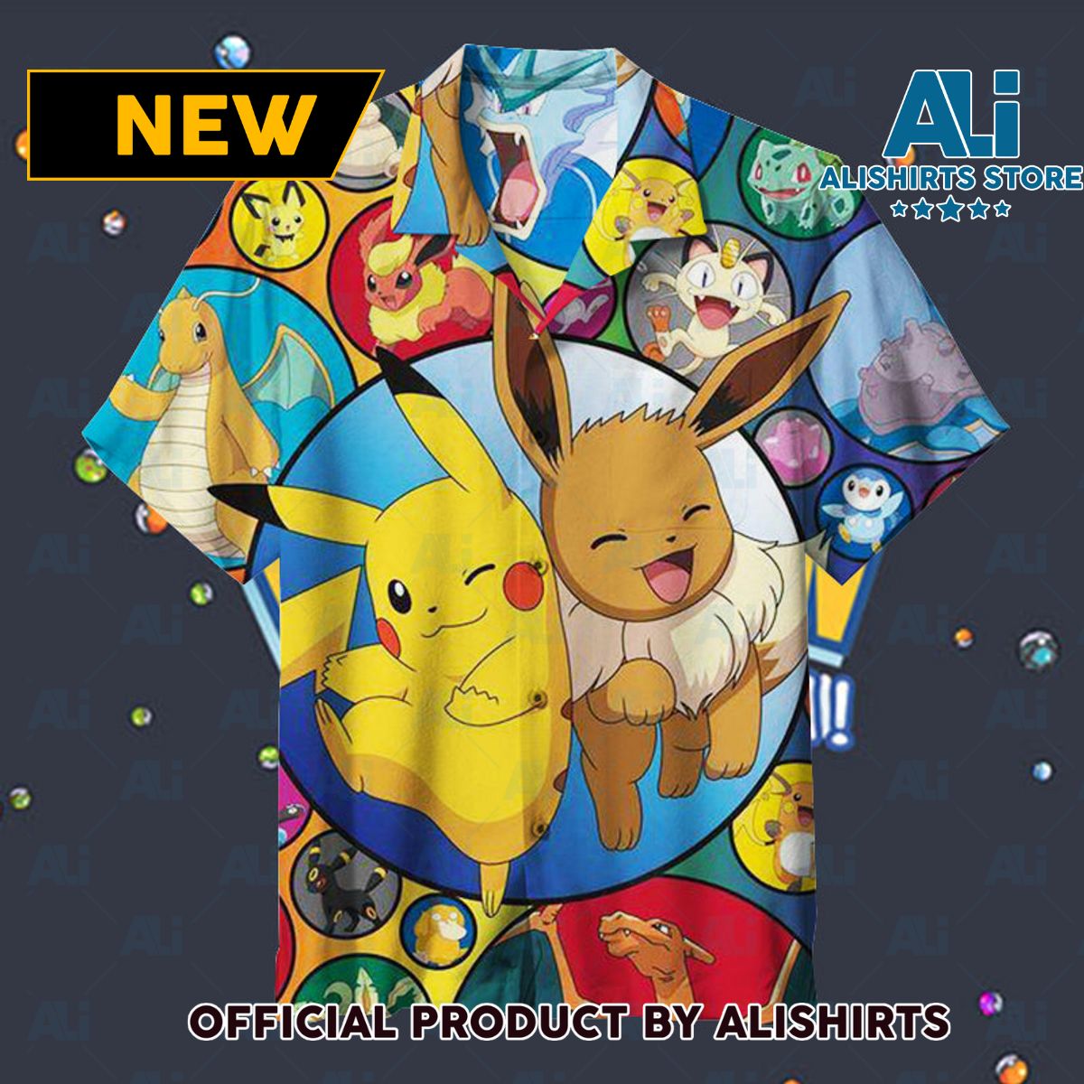 Pikachu and Eevee Hawaiian Shirt