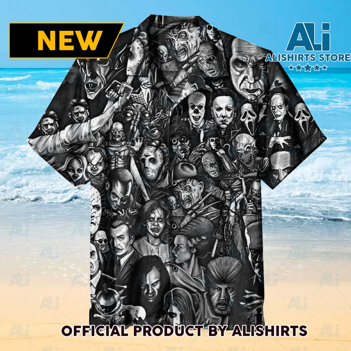 Horror Icon Collage Universal Hawaiian Shirt