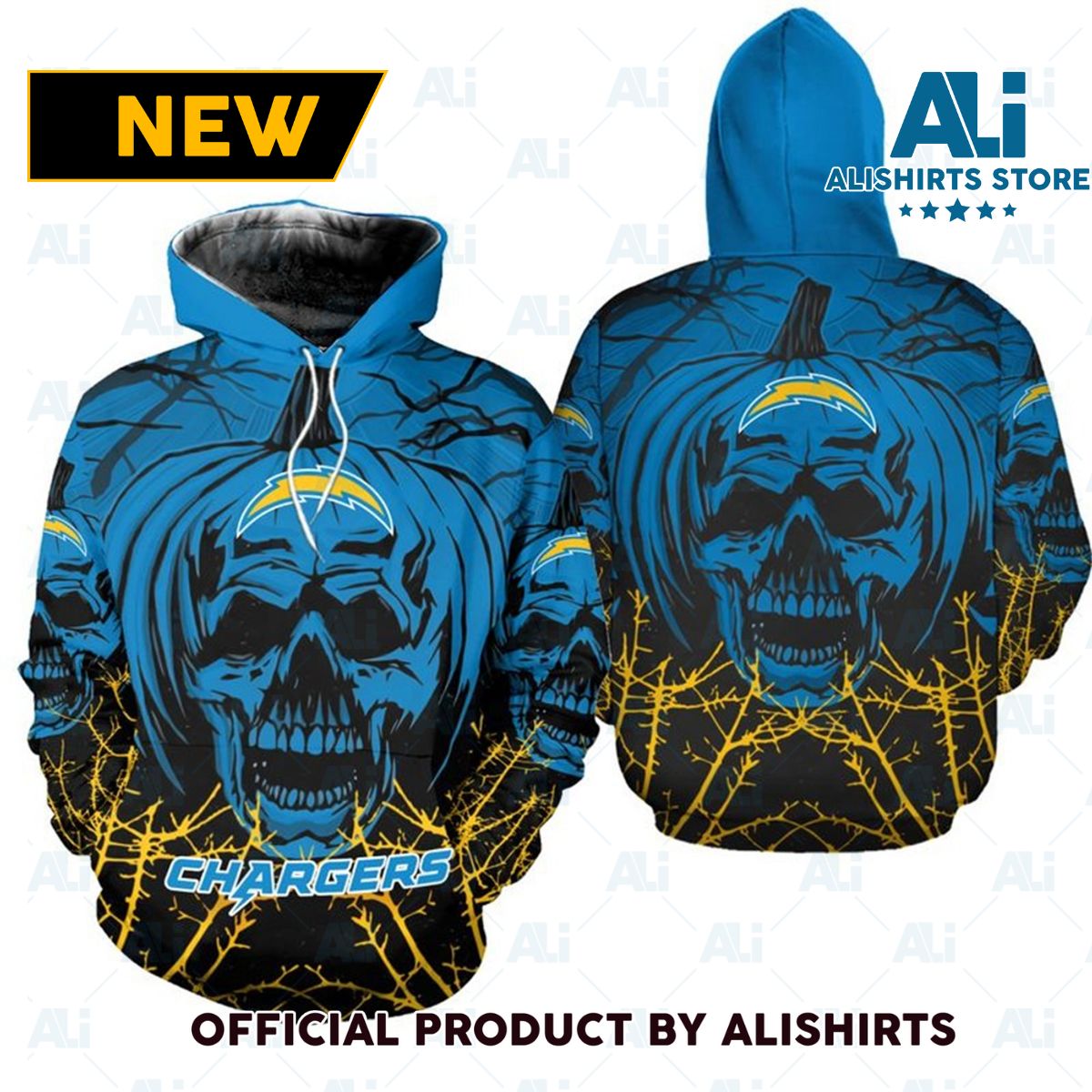 NFL Los Angeles Chargers Spike Skull Hoodie