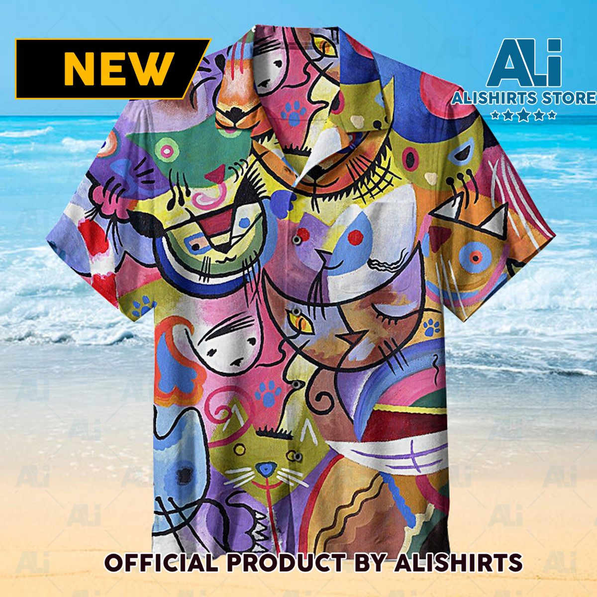 Kandinsky's Cats Canvas Print Universal Hawaiian Shirt