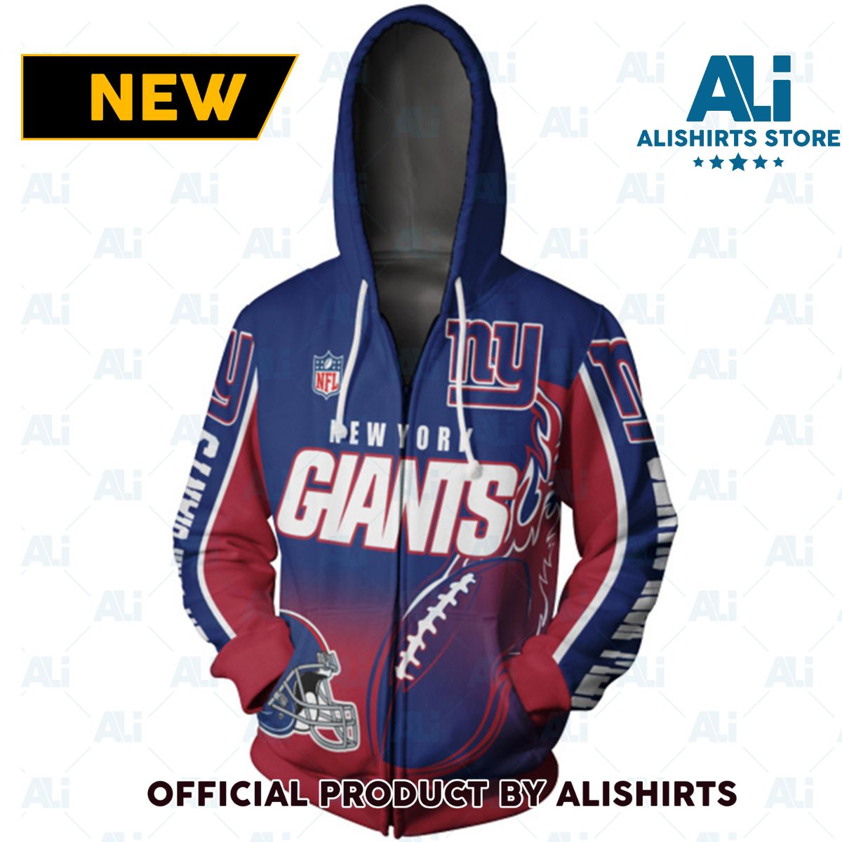 NFL New York Giants Flame Ball Hoodie