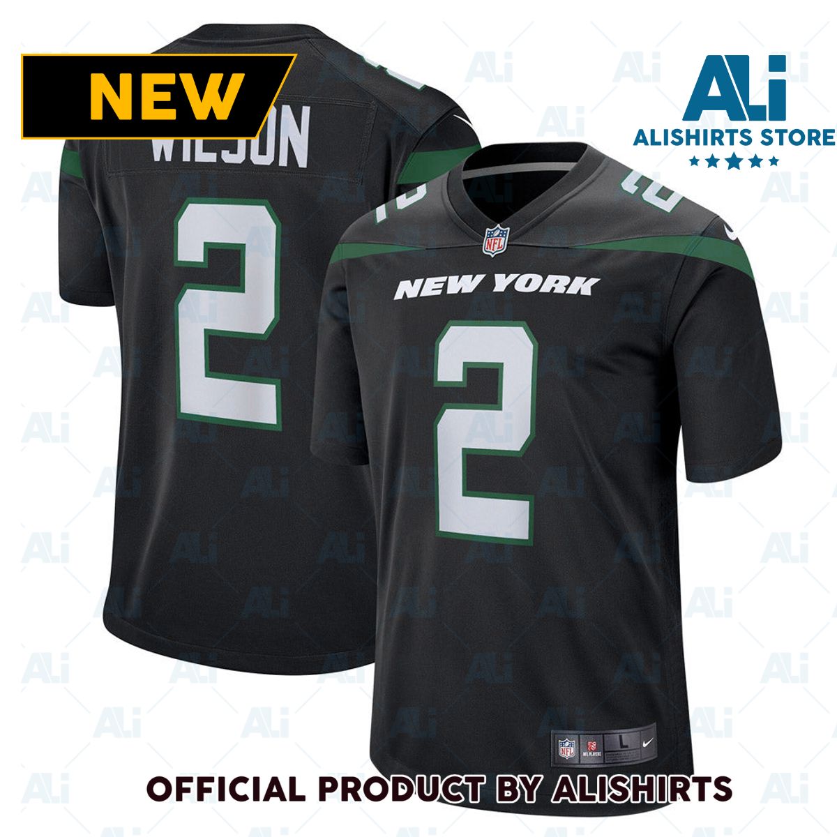 New York Jets Zach Wilson Game Jersey Stealth Black