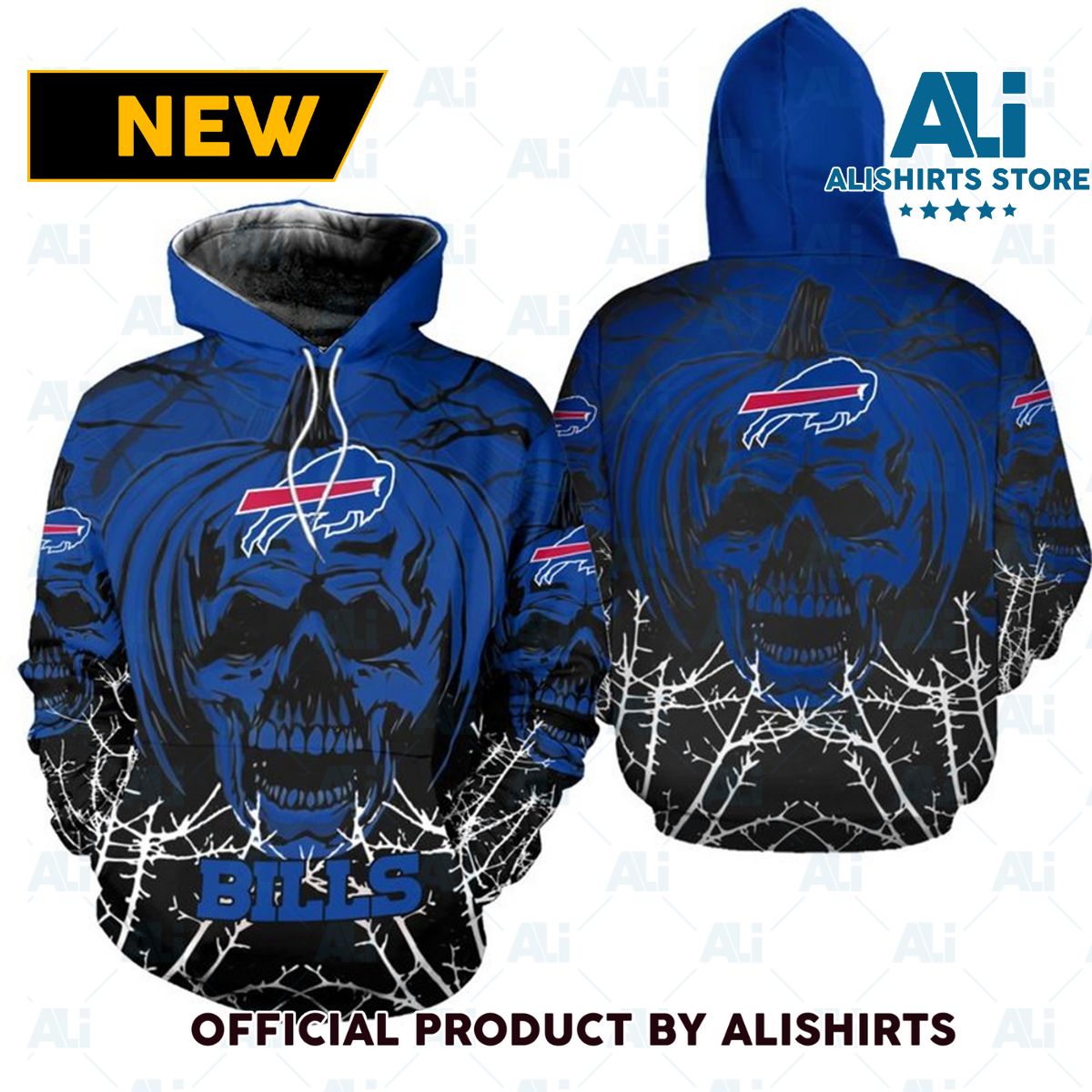 NFL Buffalo Bills Spiking Skull Hoodie