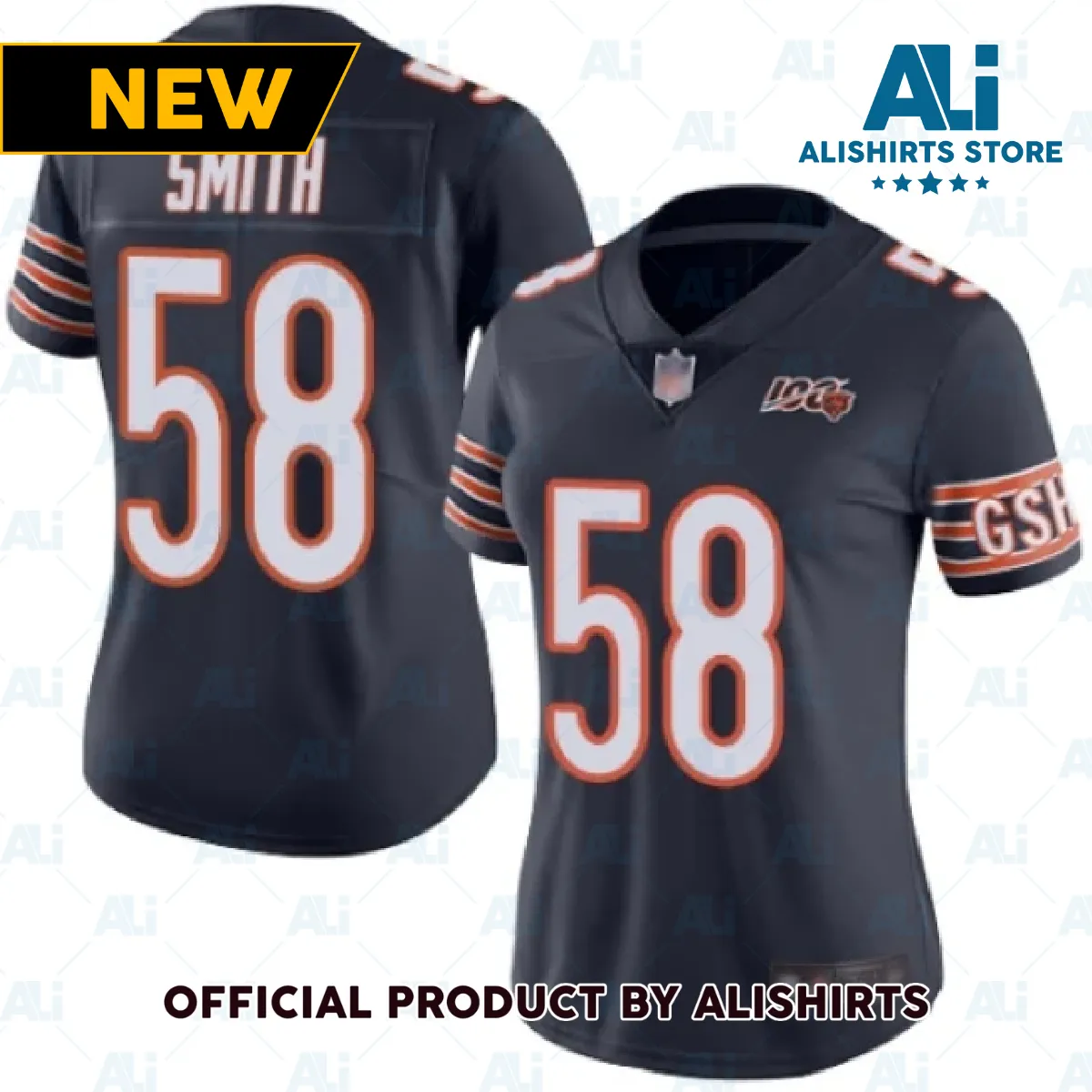 Chicago Bears Roquan Smith Navy Blue Team Color 100th Season Limited Football Jersey