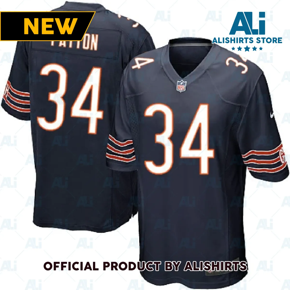 Chicago Bears Walter Payton Game Jersey Navy Blue