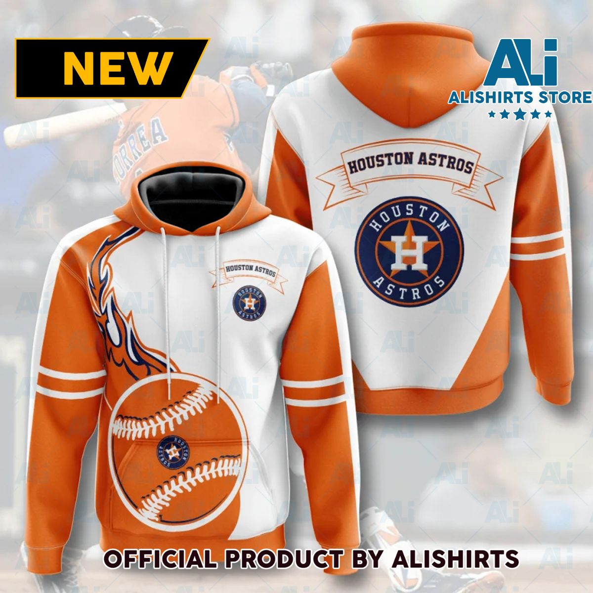 MLB Houston Astros Fire Baseball Hoodie