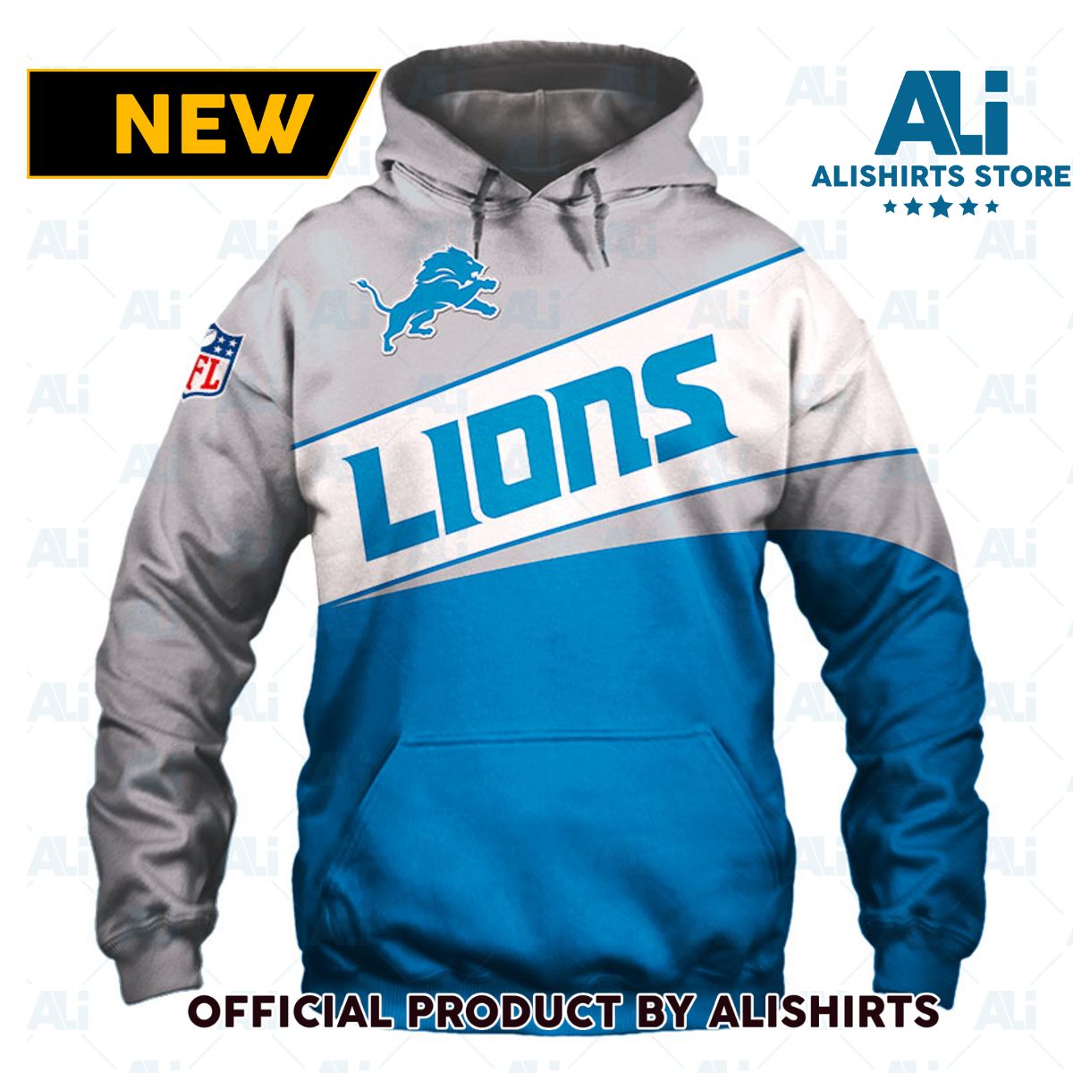 NFL Detroit Lions Blue Grey Hoodie