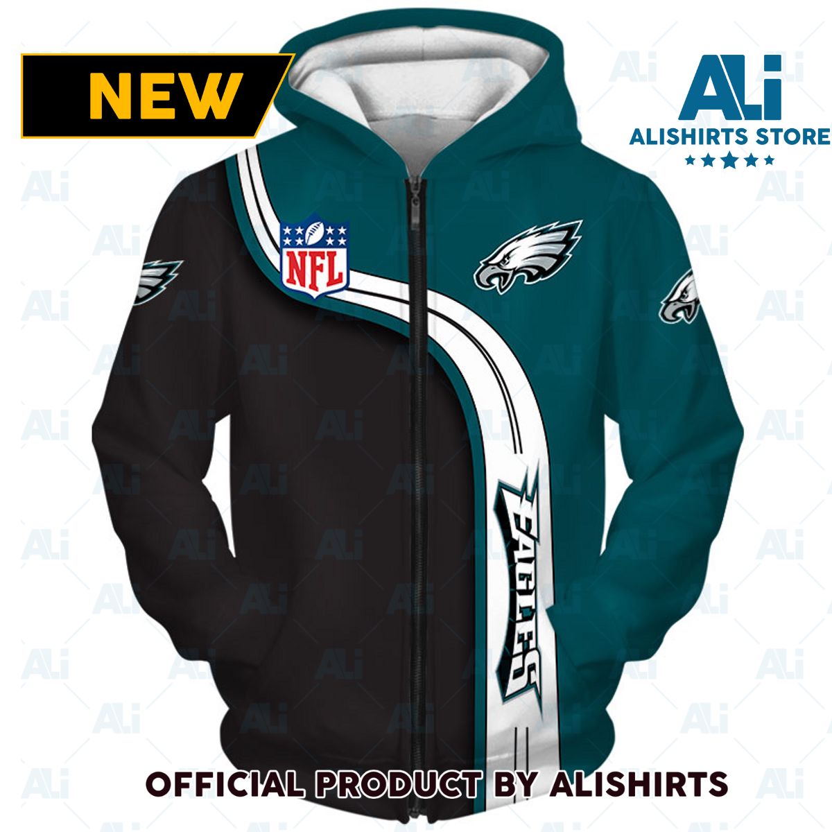 NFL Philadelphia Eagles Curve Graphic Hoodie