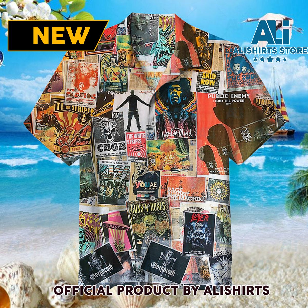 80s Rock Collage Unisex Hawaiian Shirt