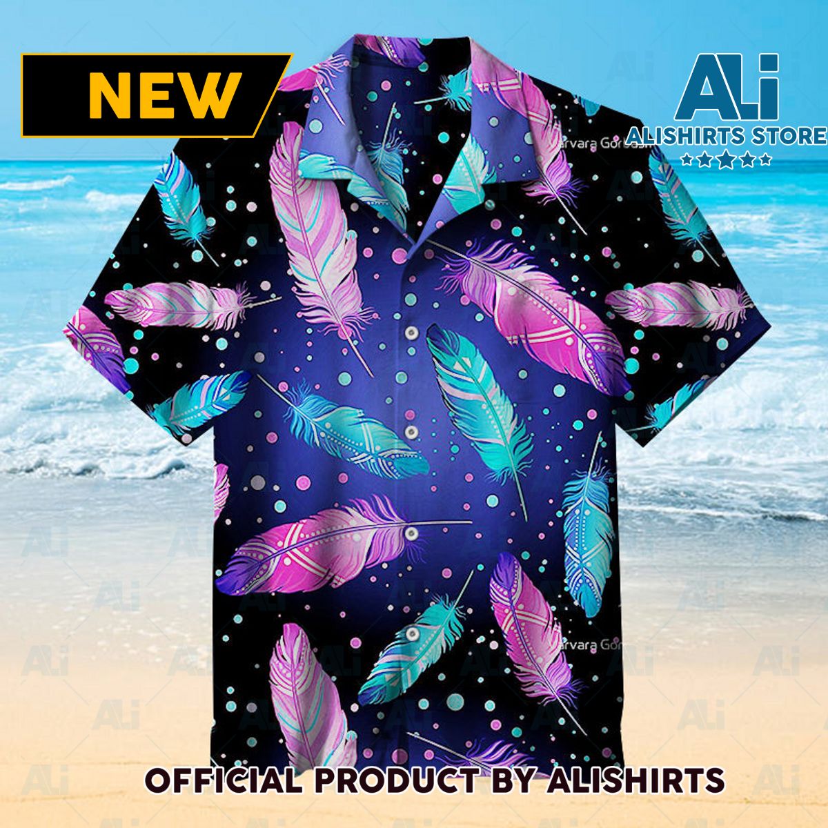 Colorful Feathers Under The Stars Unisex Hawaiian Shirt