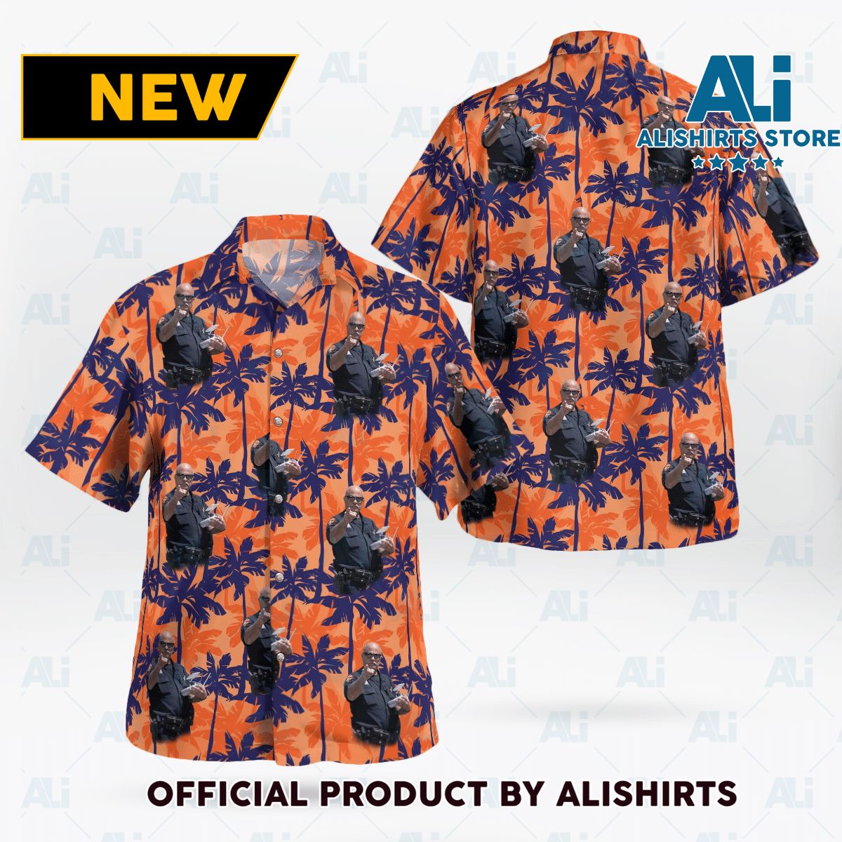 Bald Police Man Hawaiian Shirt