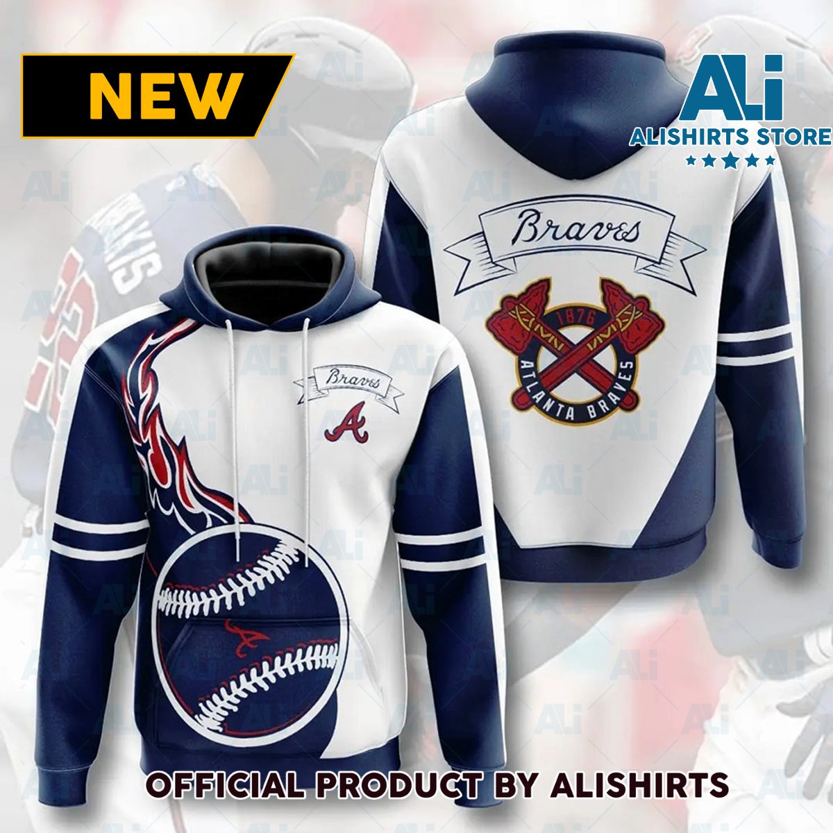 MLB Atlanta Braves Flame Balls Graphic Hoodie