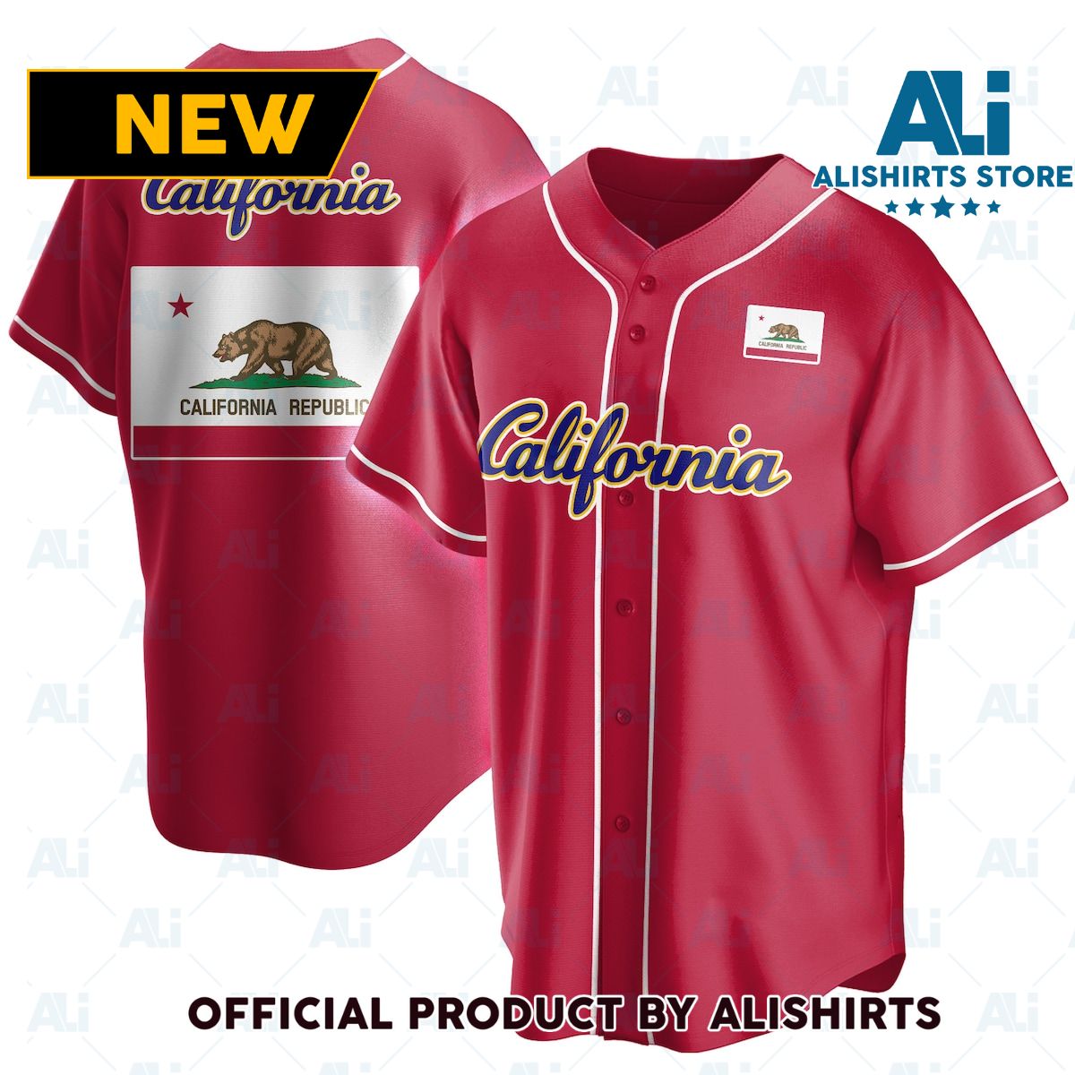 California Flag Baseball Jersey Shirts