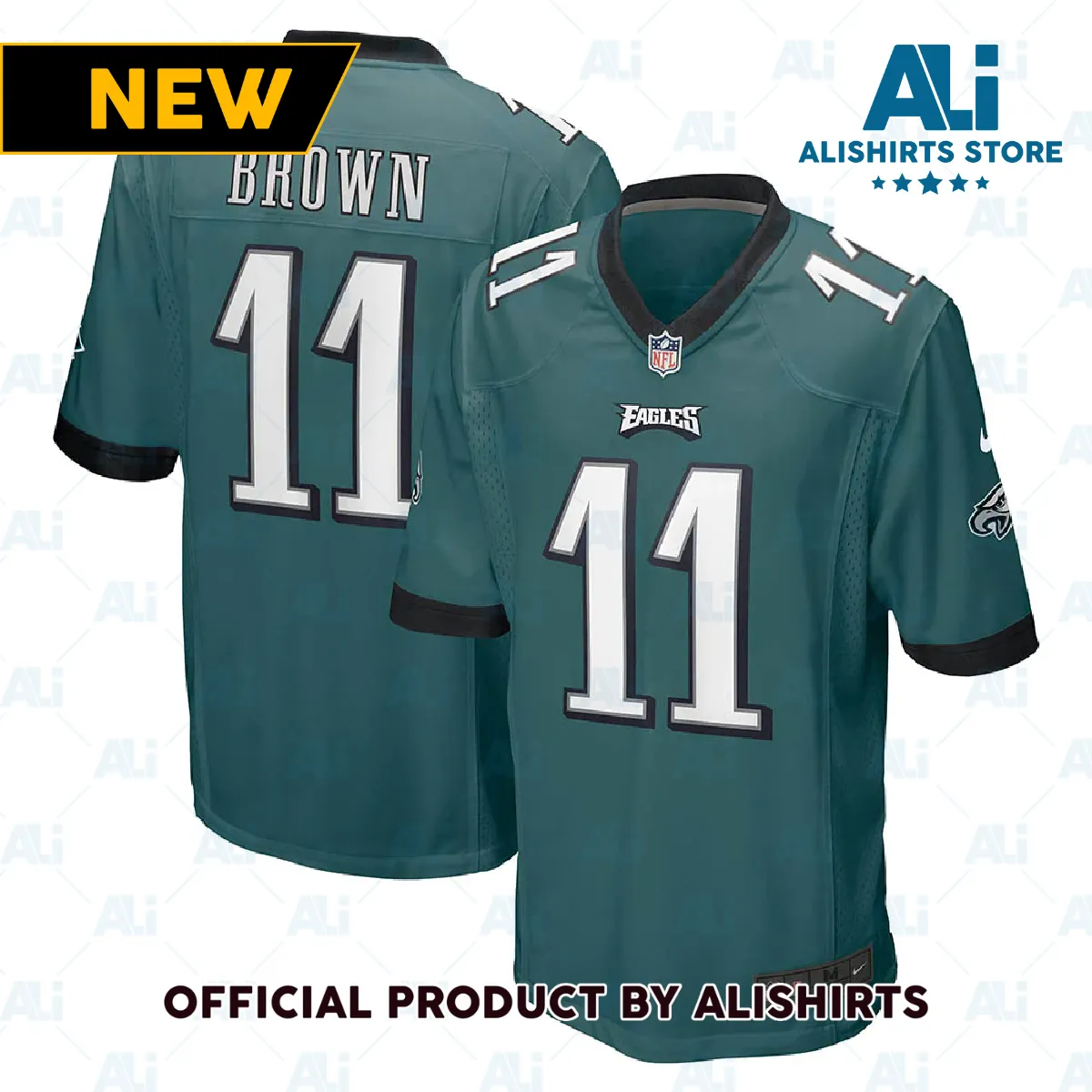 Philadelphia Eagles A.J. Brown Player Game Jersey Midnight Green