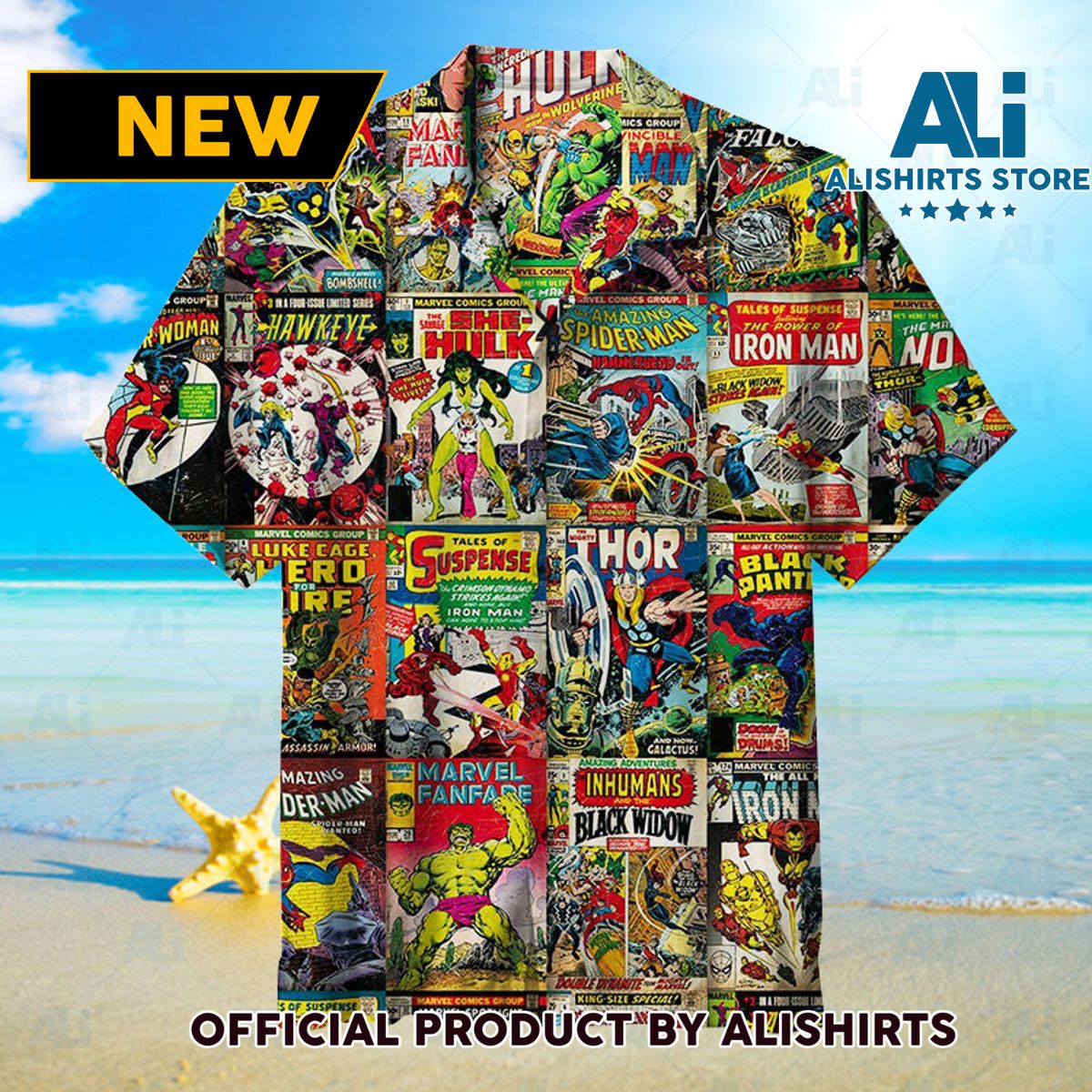 Marvel Vintage Comics Unisex Hawaiian Shirt