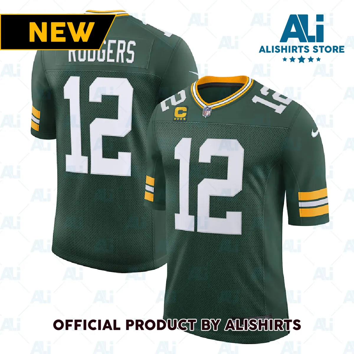 Green Bay Packers Aaron Rodgers Captain Vapor Limited Jersey Green