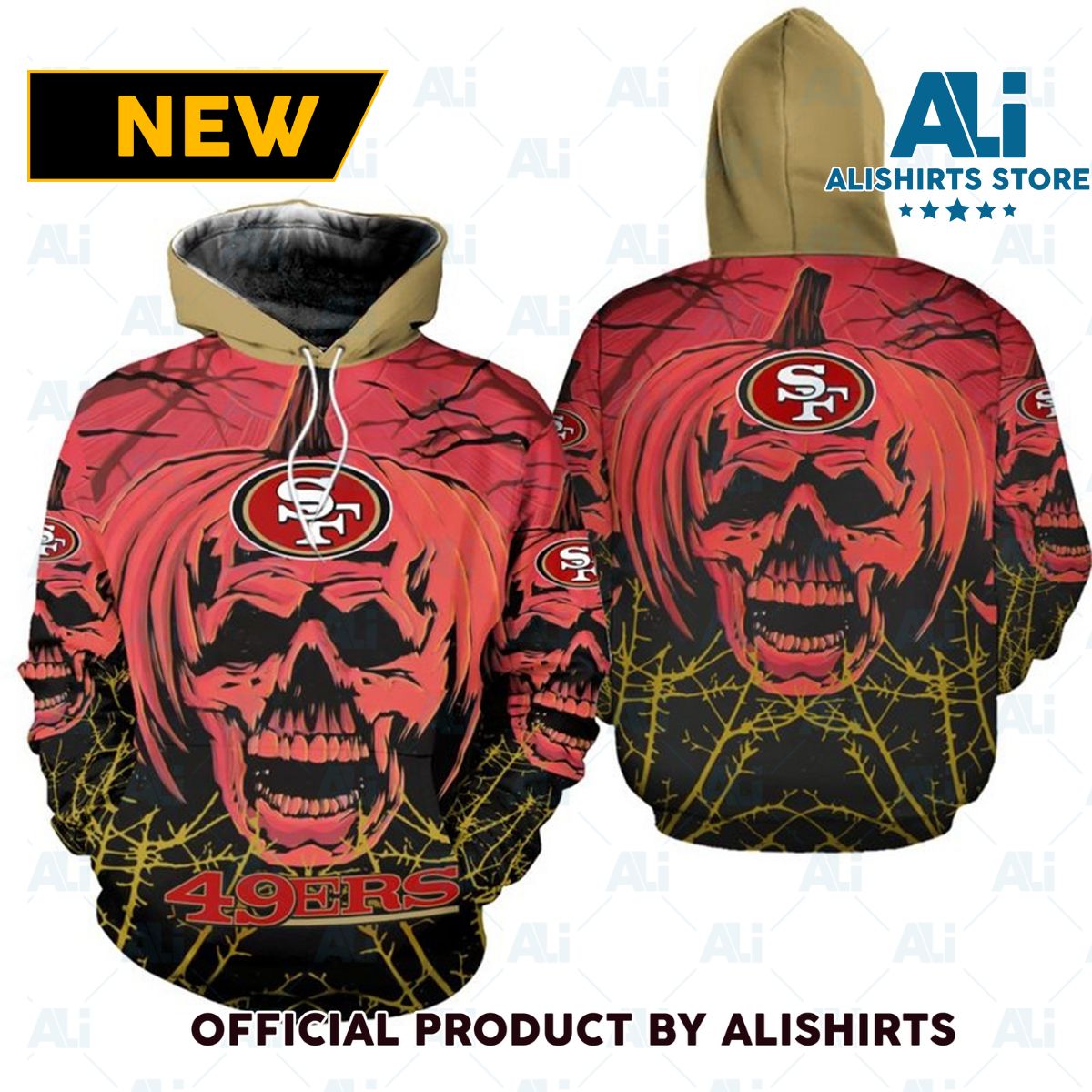 NFL San Francisco 49Ers Spike Skull Hoodie