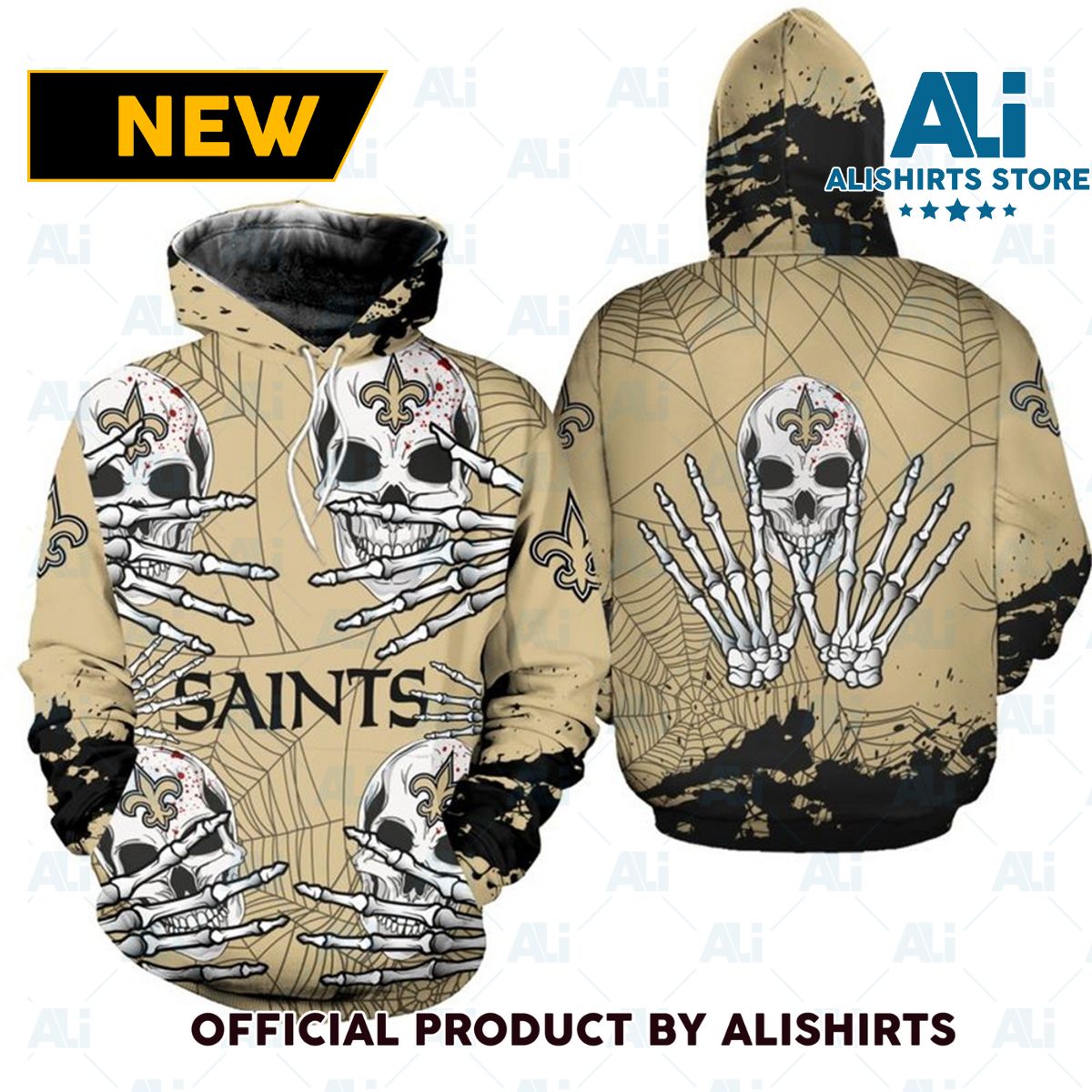 NFL New Orleans Saints Halloween Skull Hoodie