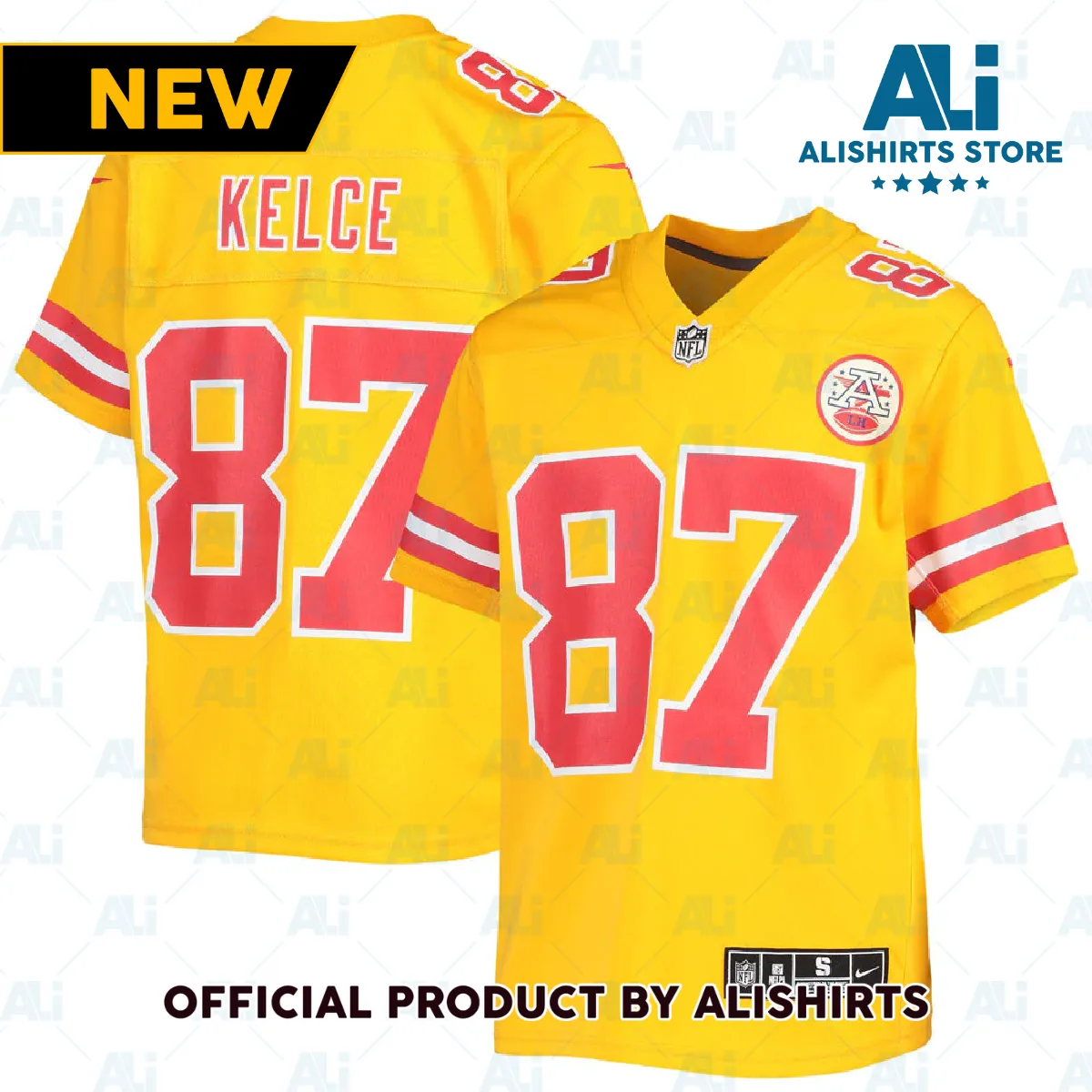 Kansas City Chiefs Travis Kelce Inverted Team Game Jersey Gold