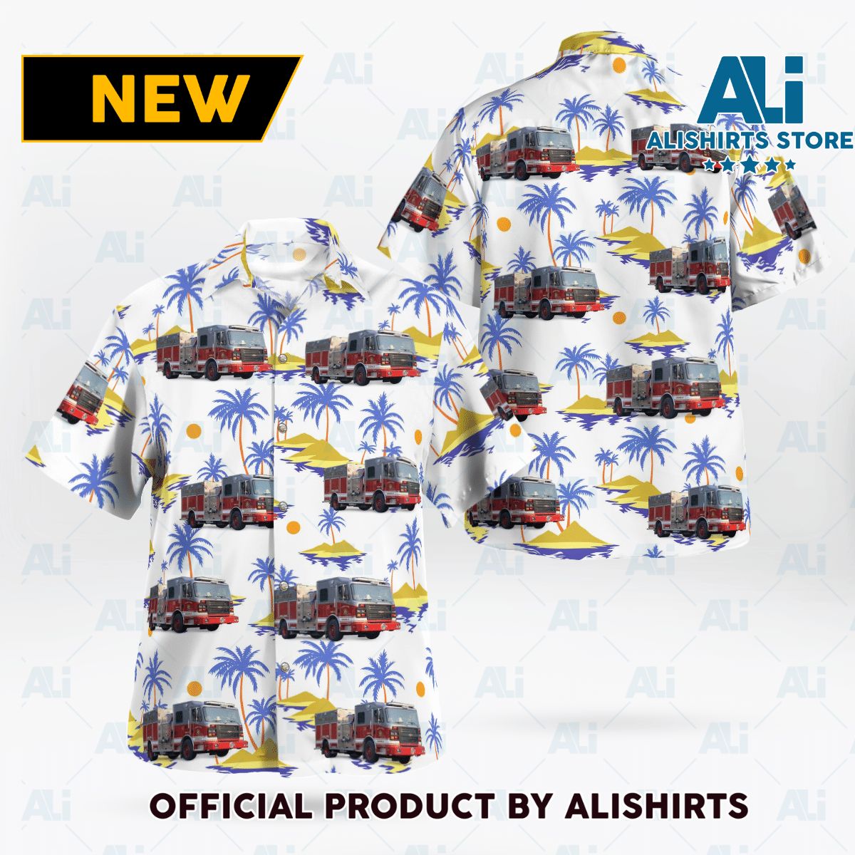 Fire Truck Hawaiian Shirt