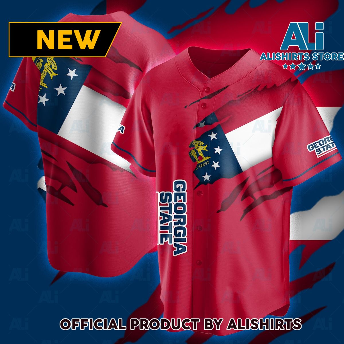 Georgia State Flag Baseball Jersey