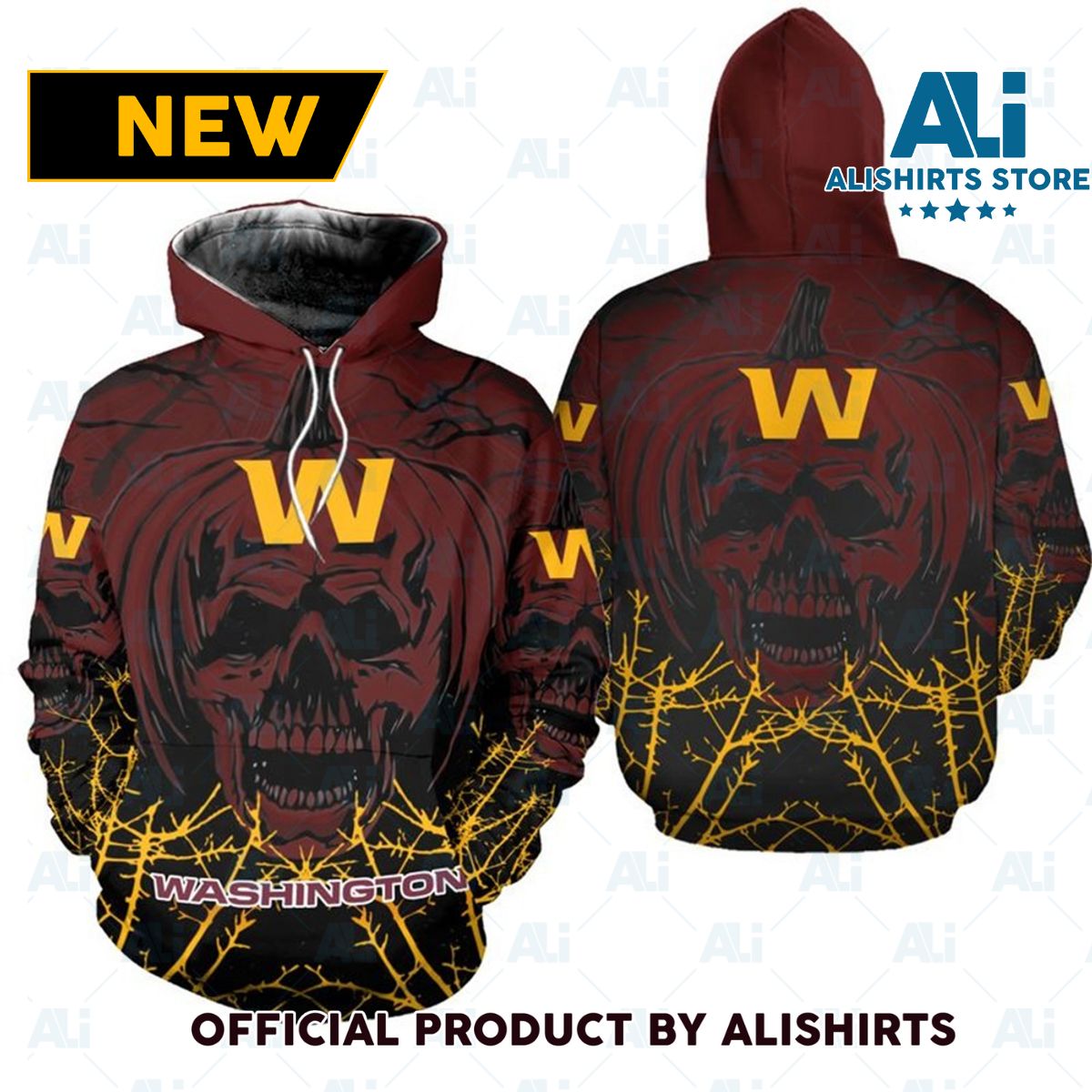 NFL Washington Commanders Spike Skull Hoodie