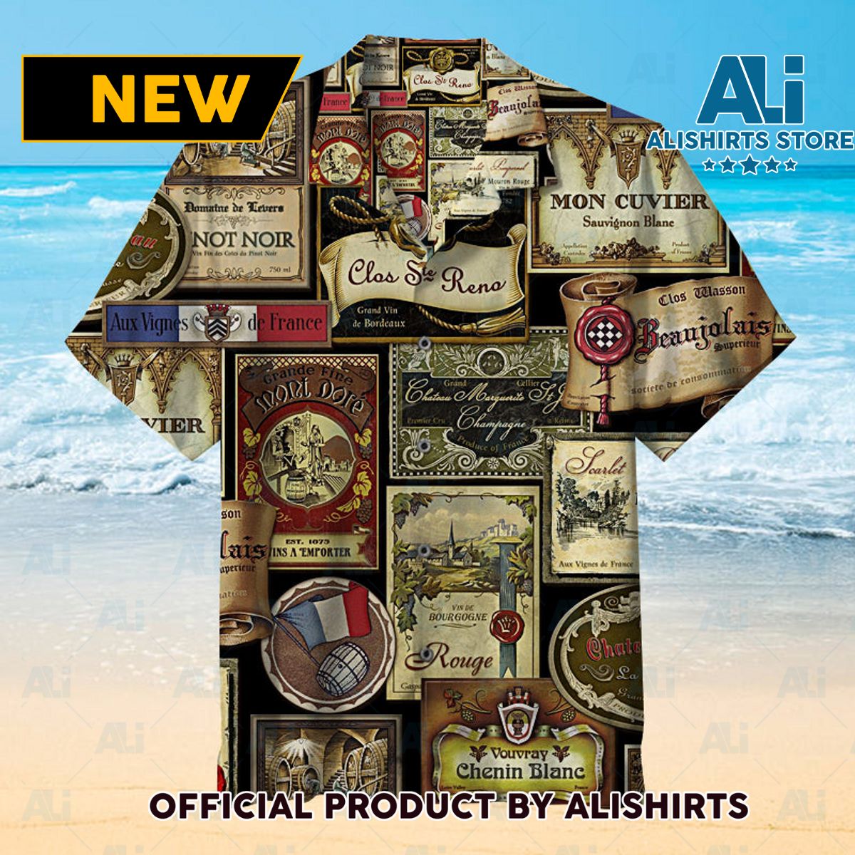 French Wine Label Unisex Hawaiian Shirt