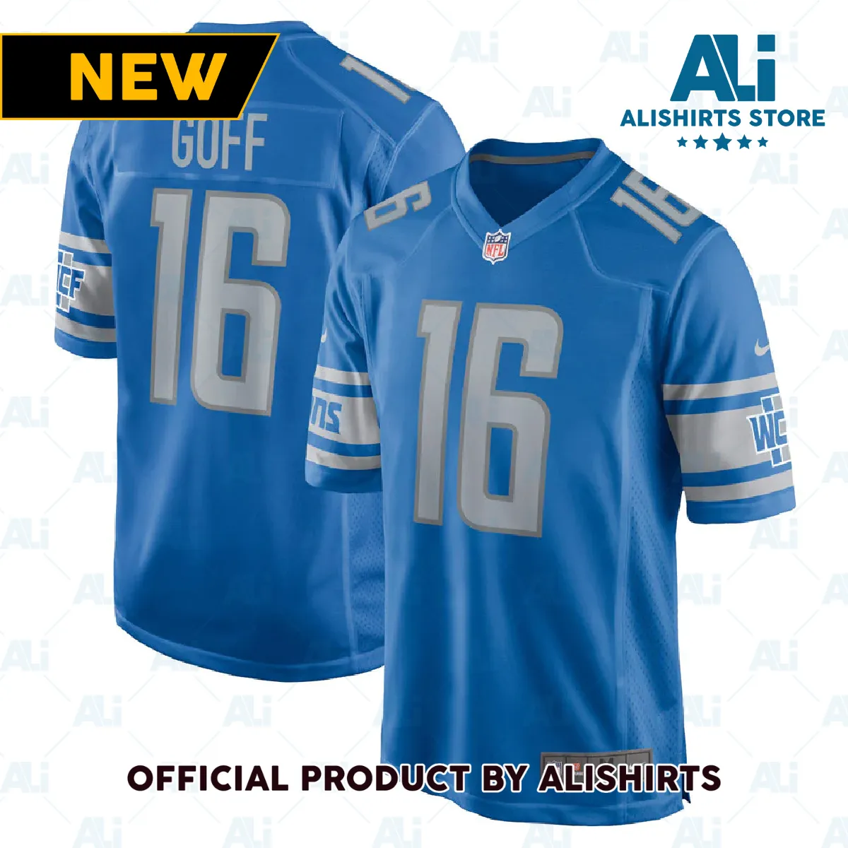 Detroit Lions Jared Goff Game Jersey Blue