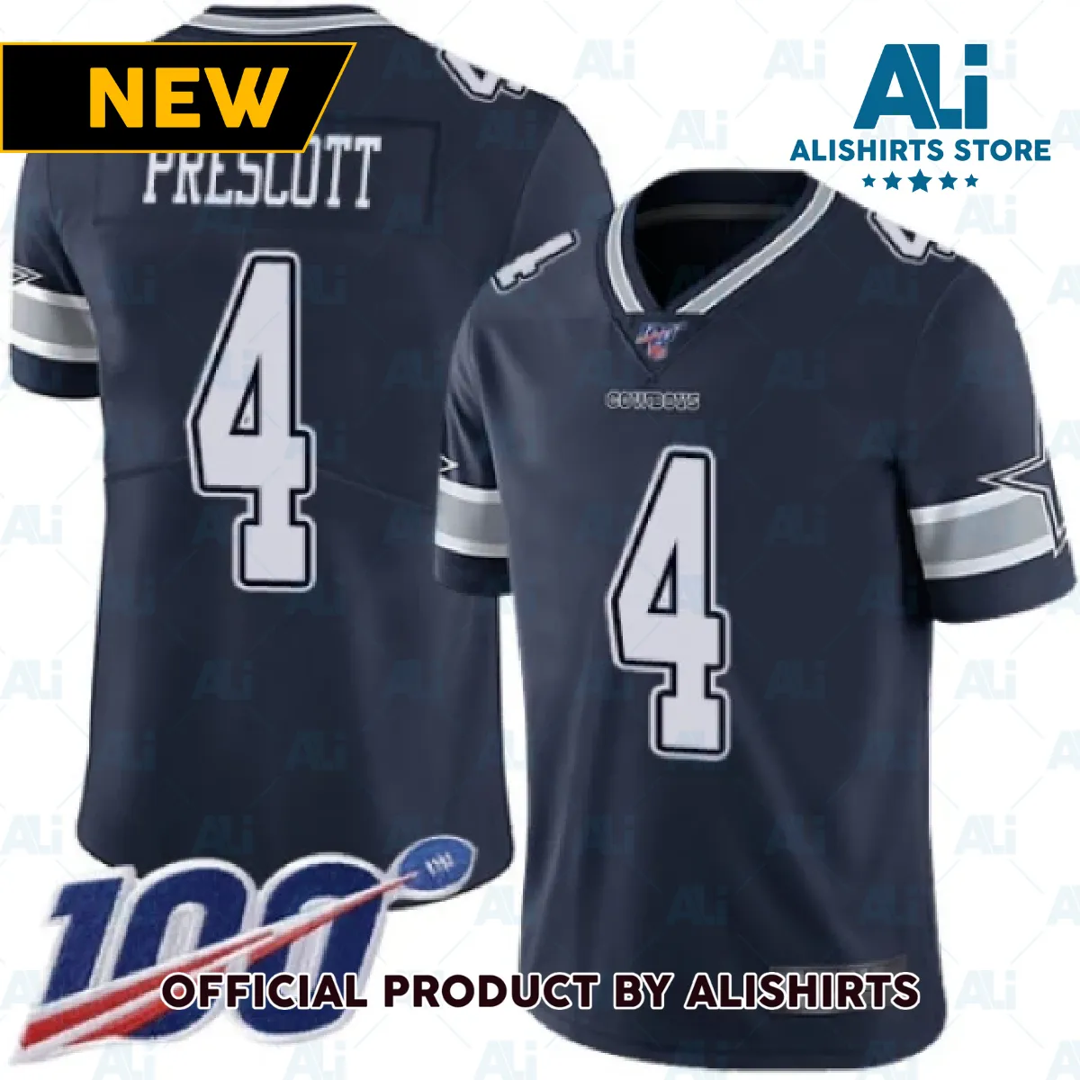 Dallas Cowboys Dak Prescott Vapor Untouchable 100th Anniversary Jersey Navy Blue