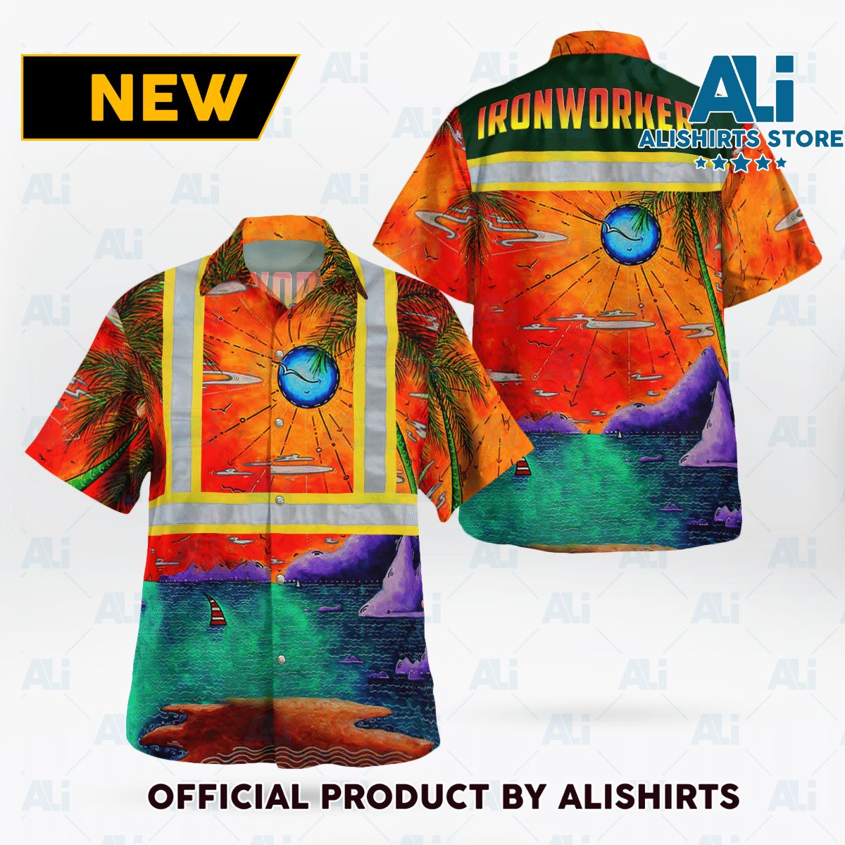 Ironworker Sunset Hawaiian Shirt