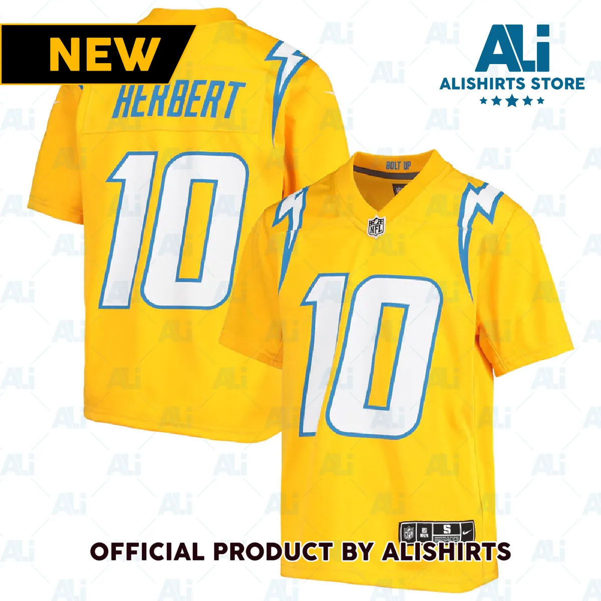 Los Angeles Chargers Justin Herbert Inverted Team Game Jersey Gold