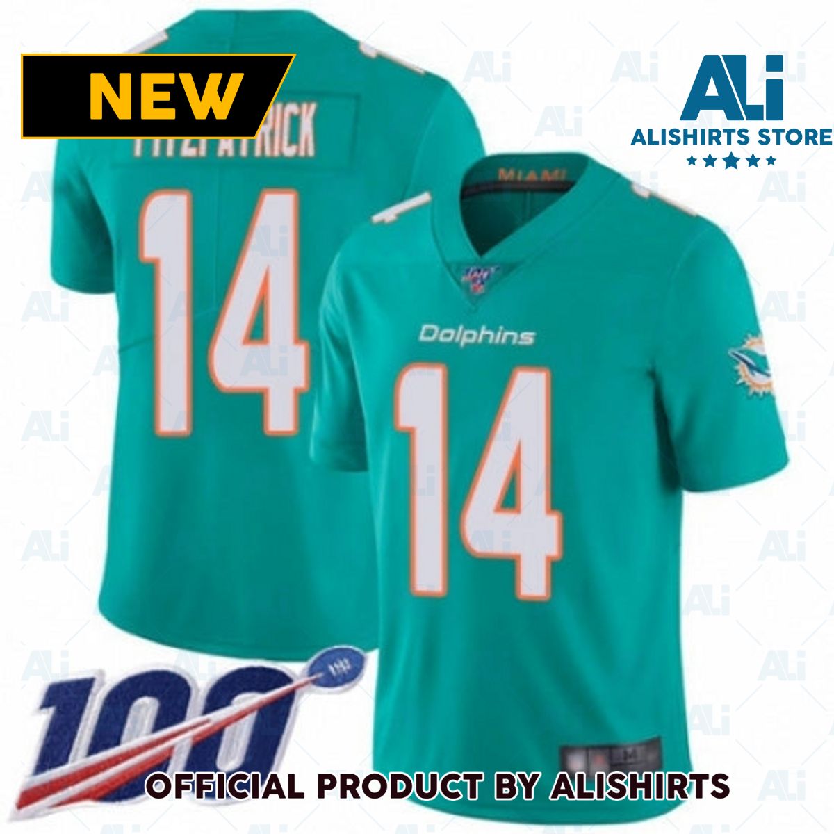 Miami Dolphins Ryan Fitzpatrick Vapor Untouchable 100th Anniversary Jersey Aqua