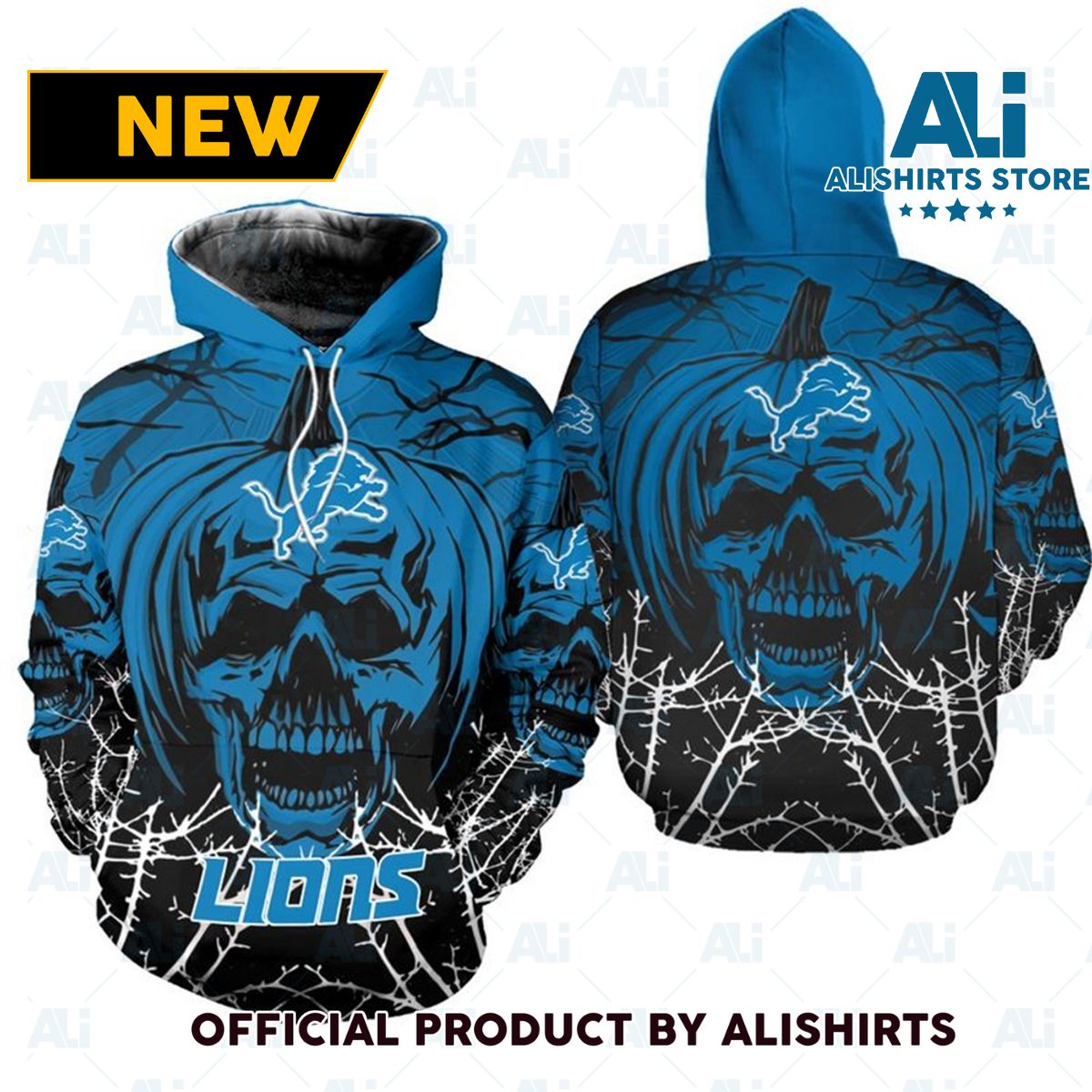 NFL Detroit Lions Spike Skull Hoodie