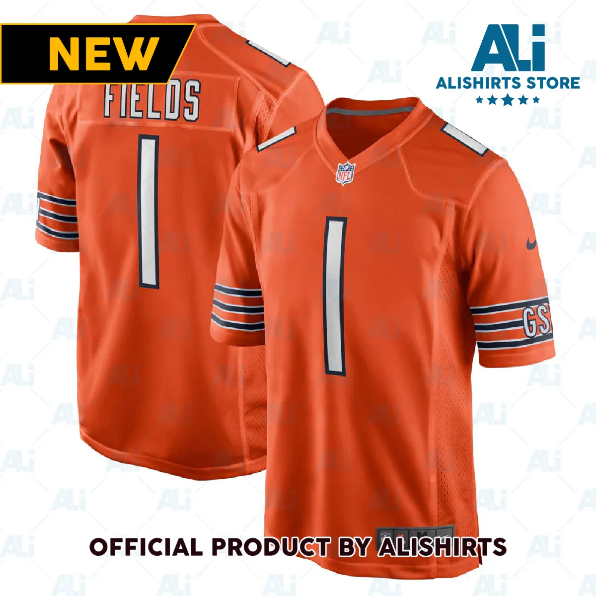 Chicago Bears Justin Fields Player Game Jersey Orange