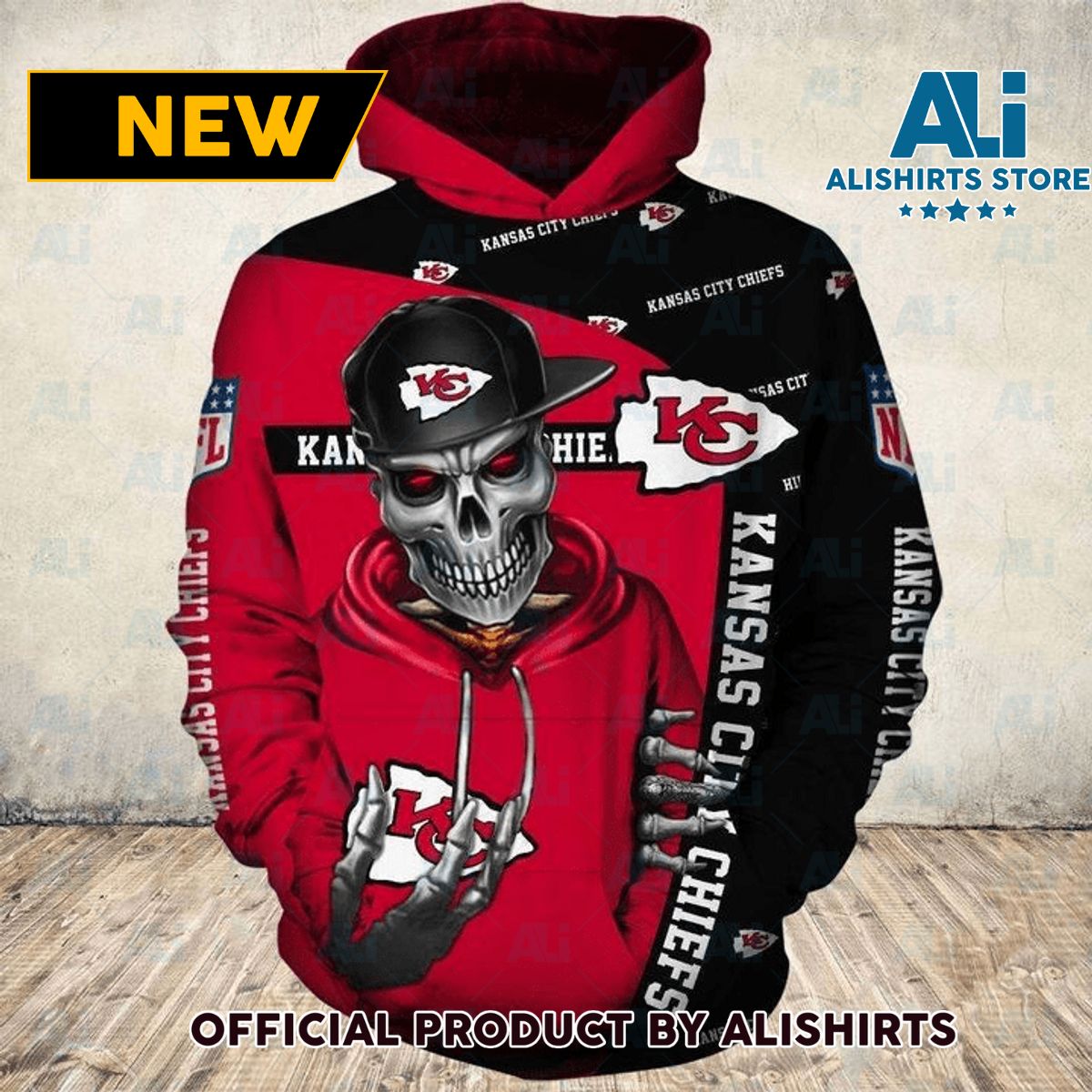 NFL Kansas City Chiefs Skull Cap Hoodie