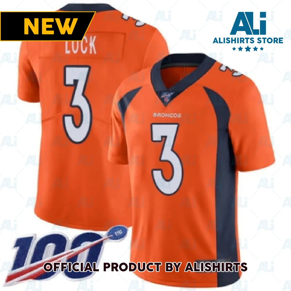 Denver Broncos Drew Lock Vapor 100th Anniversary Jersey Orange