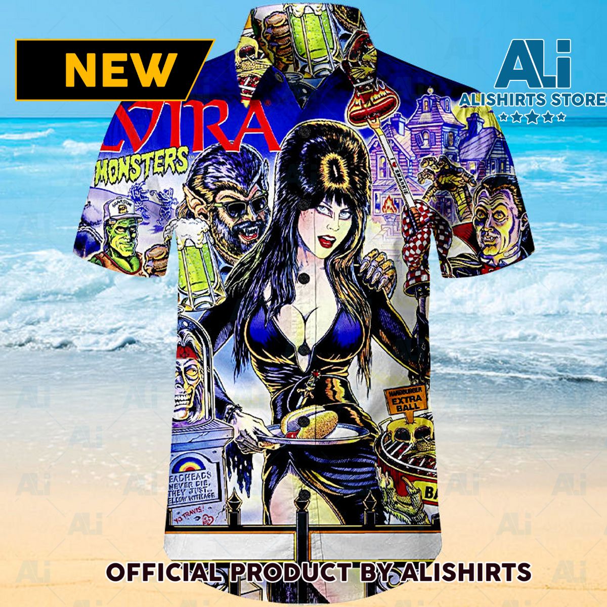 Elvira Pinball Unisex Hawaiian Shirt