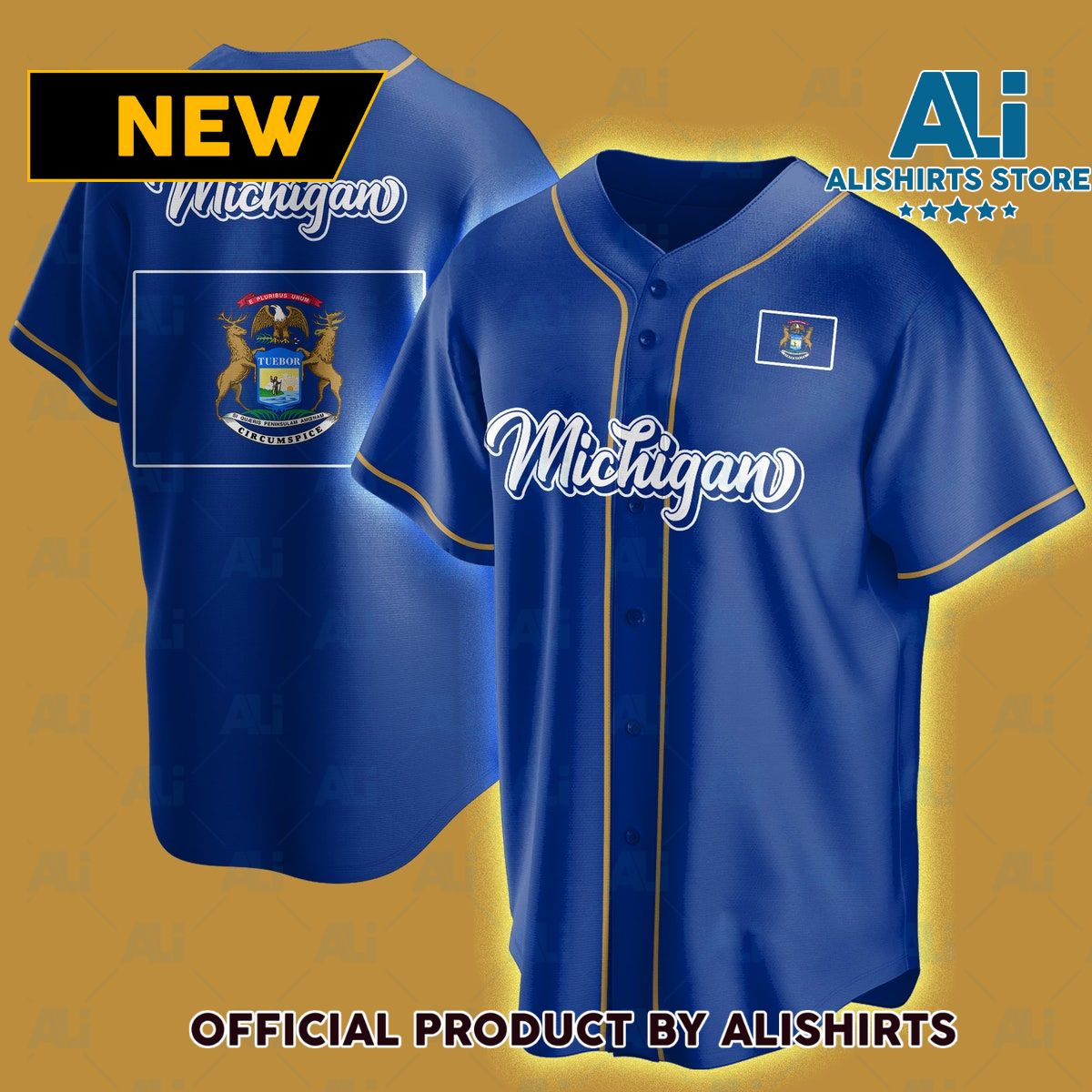 Michigan Flag Baseball Jersey Shirts
