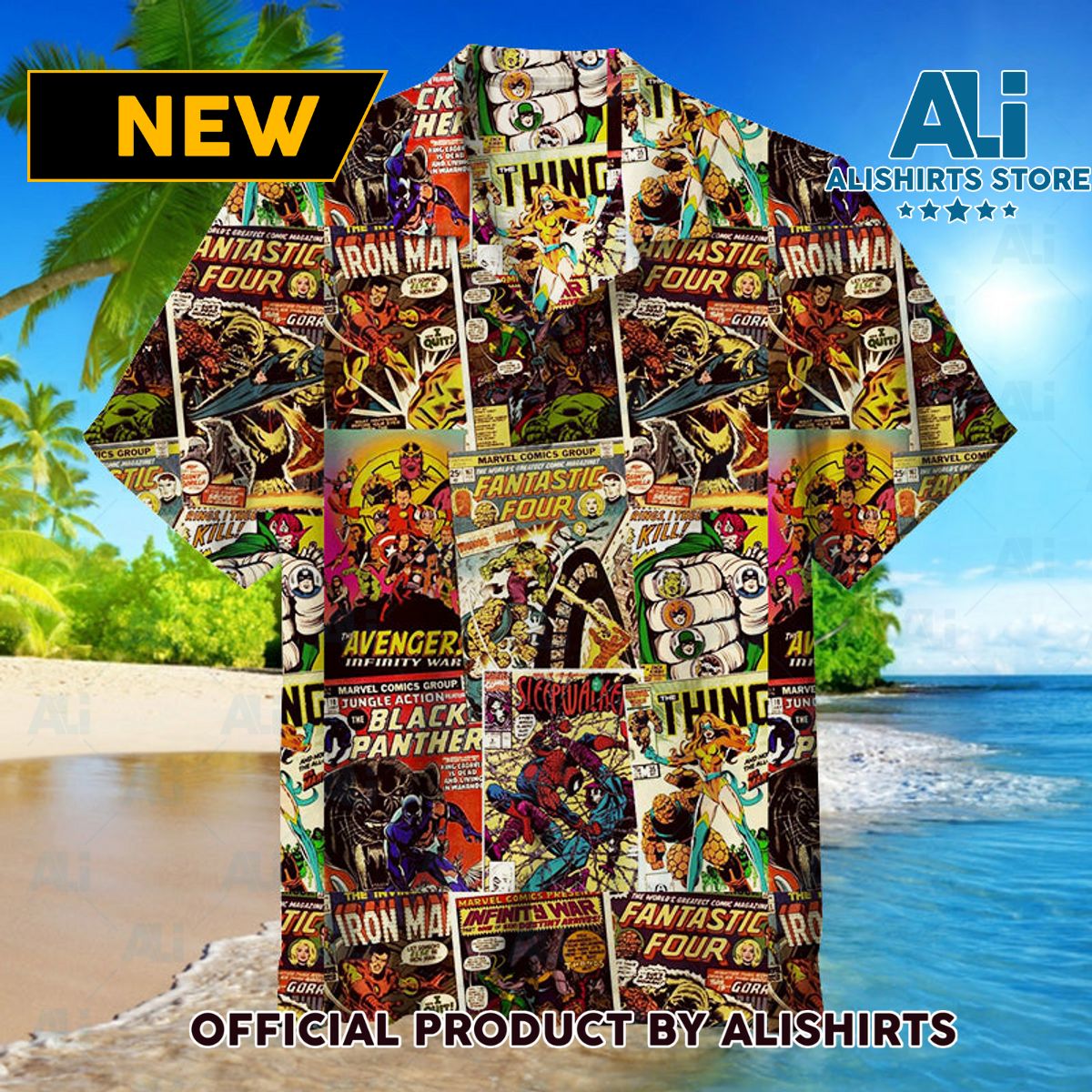 Marvel Comics FF4 Iron Man Hawaiian Shirt