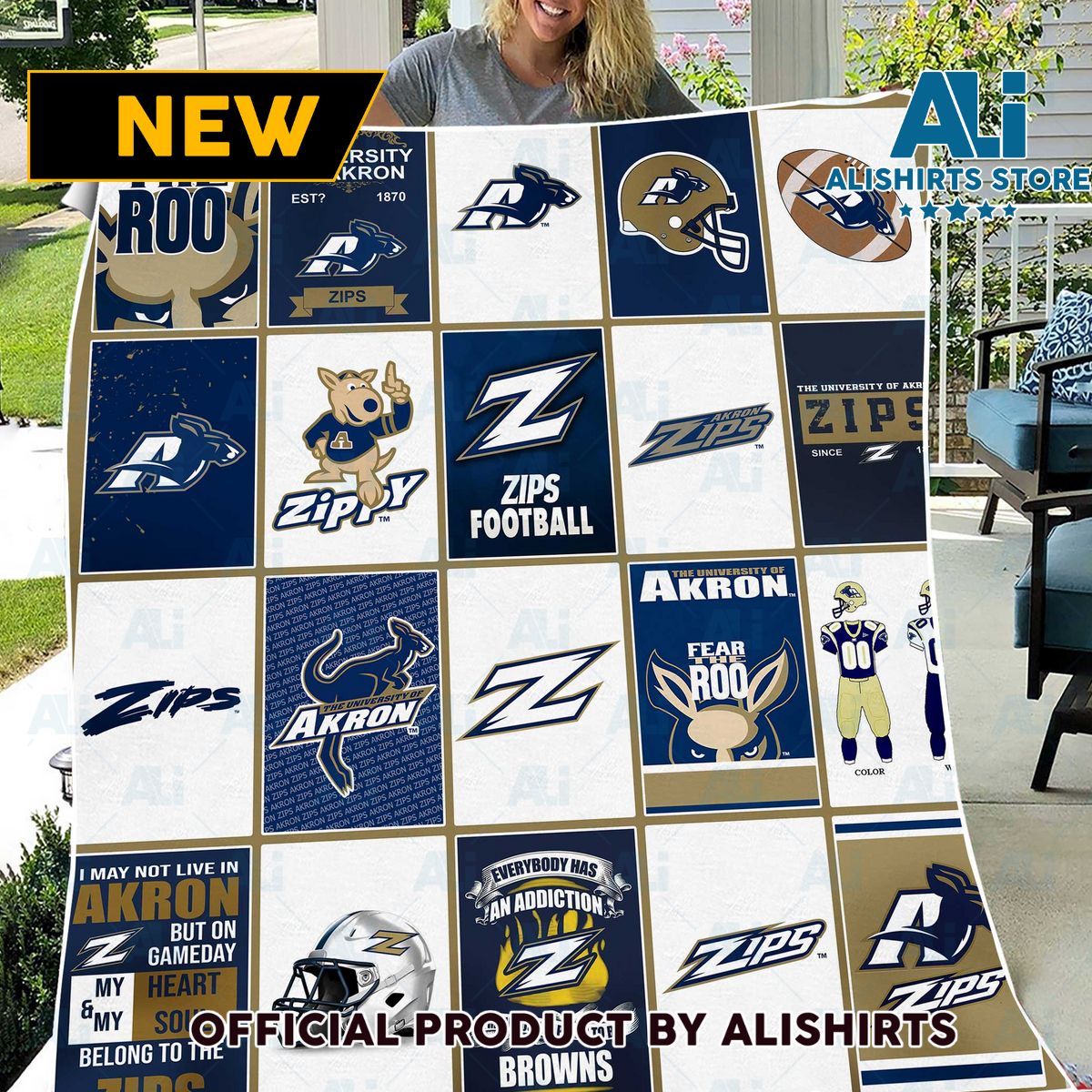 NCAA Akron Zips Sherpa Blanket College Sports Fan Gifts
