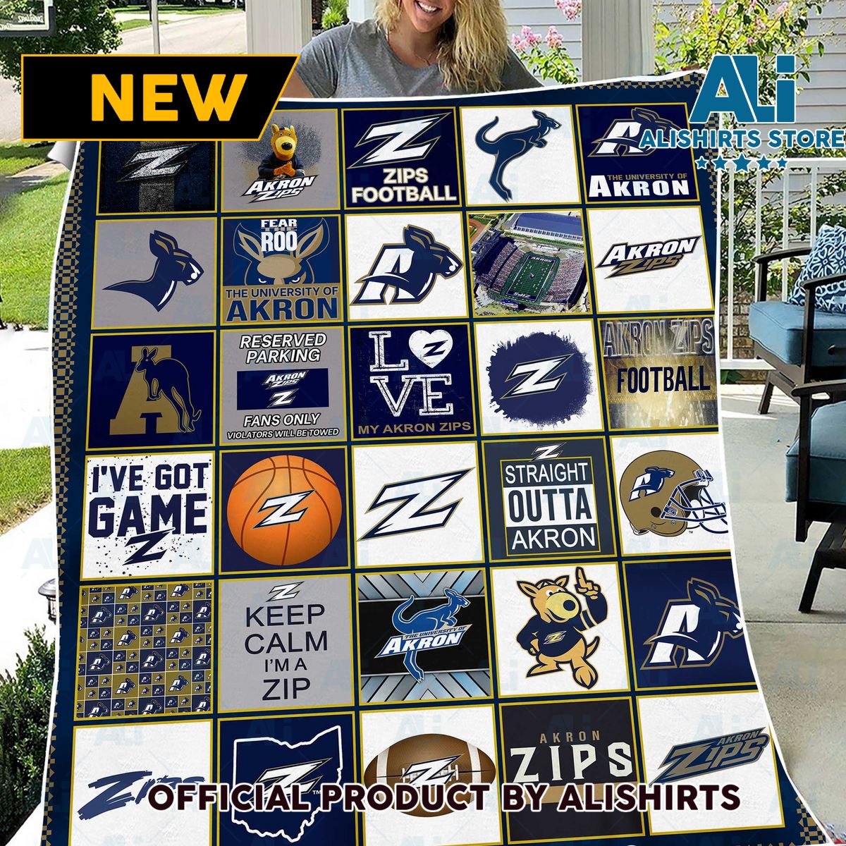 NCAA Akron Zips University Sherpa Blanket College Sports Fan Gifts