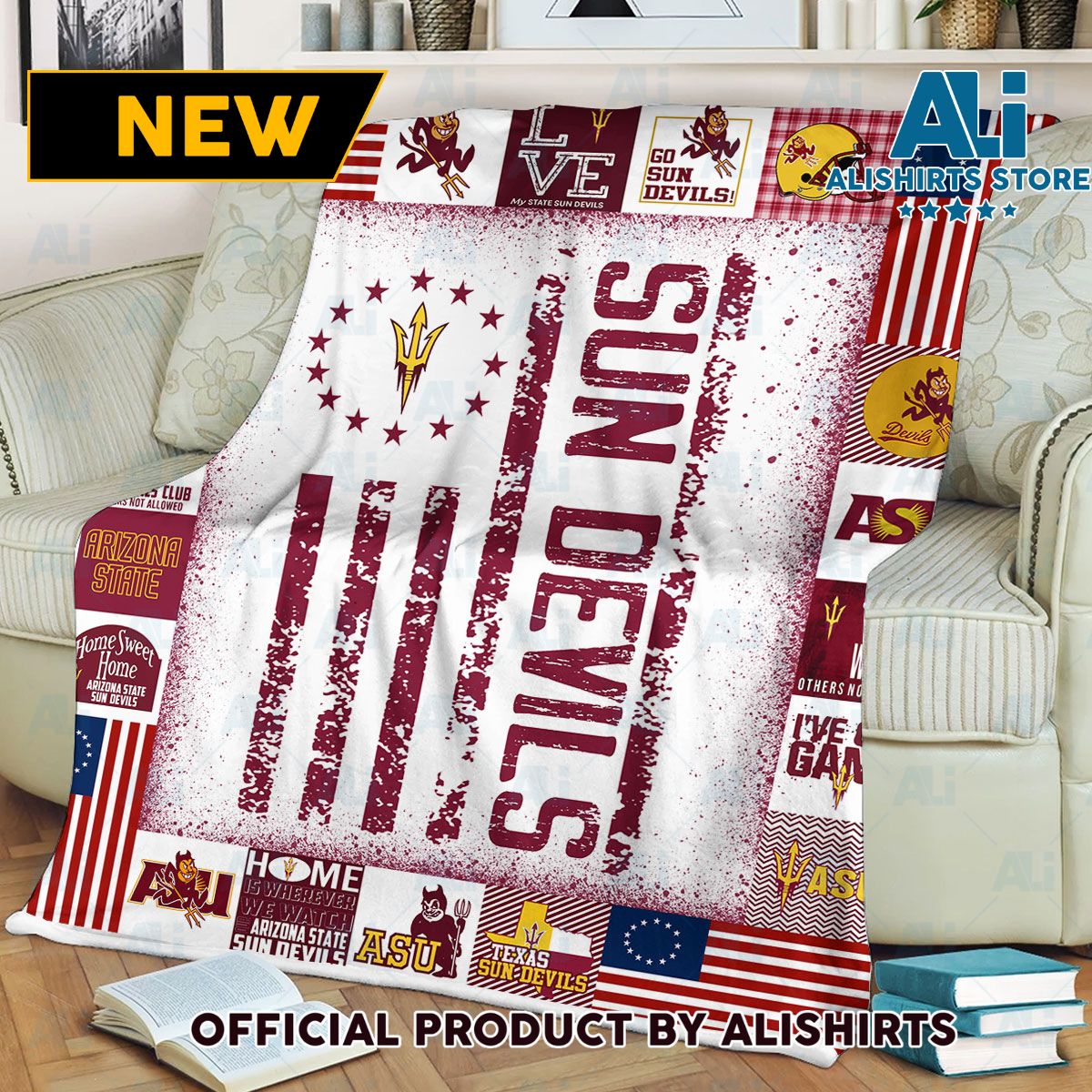 NCAA Arizona State Sun Devils America Flag Blanket College Sports Fan Gifts