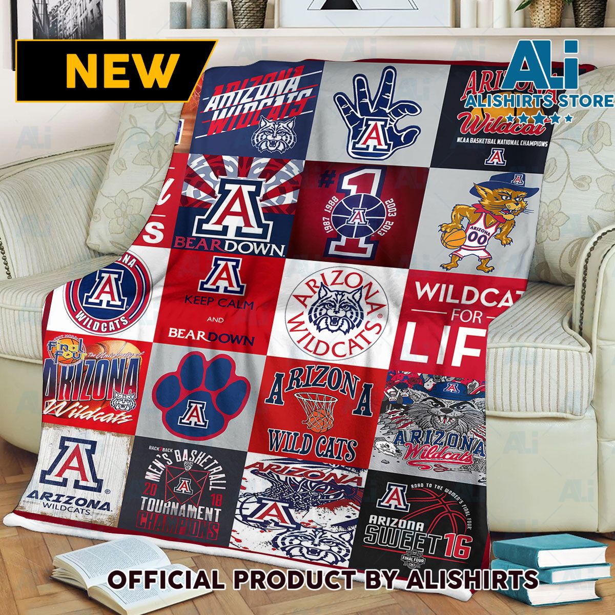 NCAA Arizona Wildcats Sherpa Blanket College Sports Fan Gifts