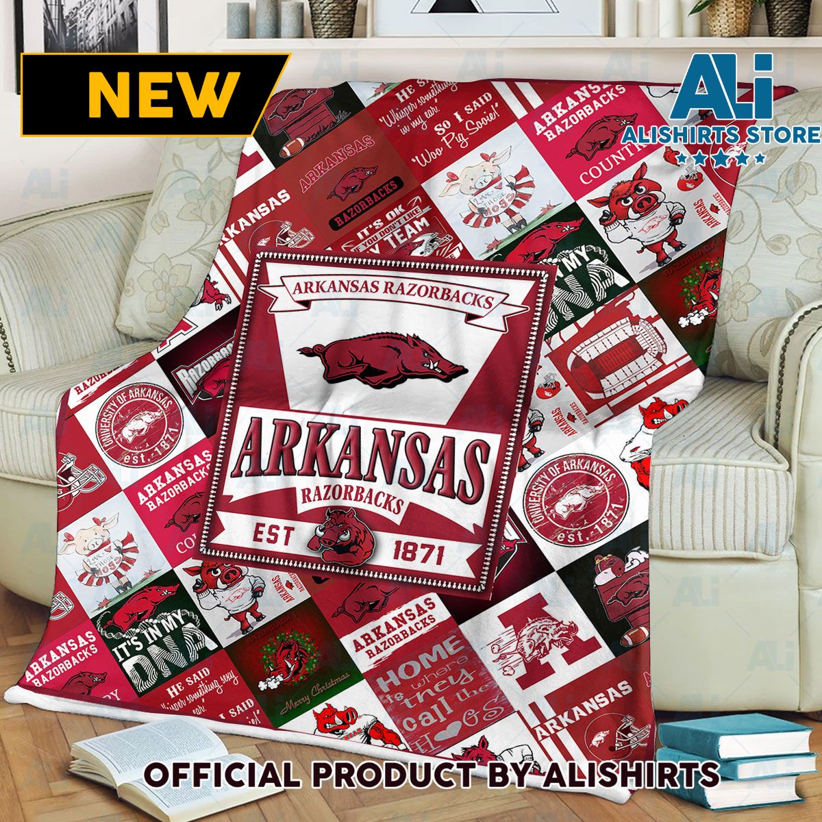 NCAA Arkansas Razorbacks Quilt Blanket College Sports Fan Gifts