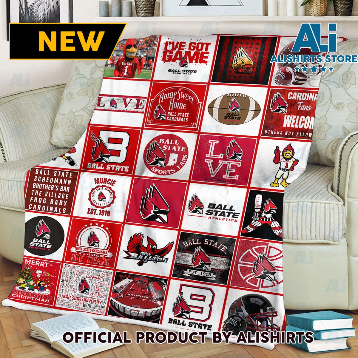 NCAA Ball State Cardinals Sherpa Blanket College Sports Fan Gifts
