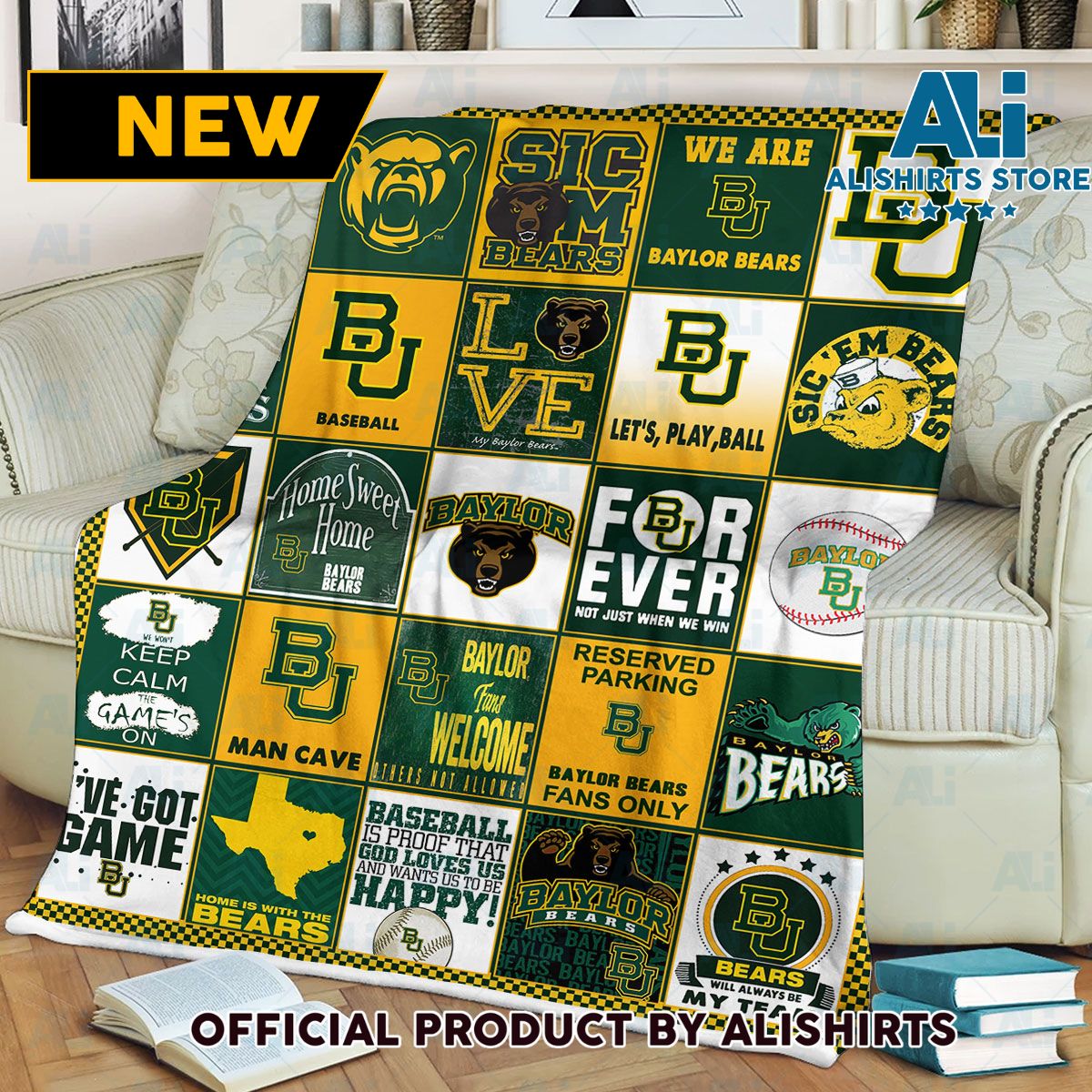 NCAA Baylor Bears Quilt Blanket College Sports Fan Gifts